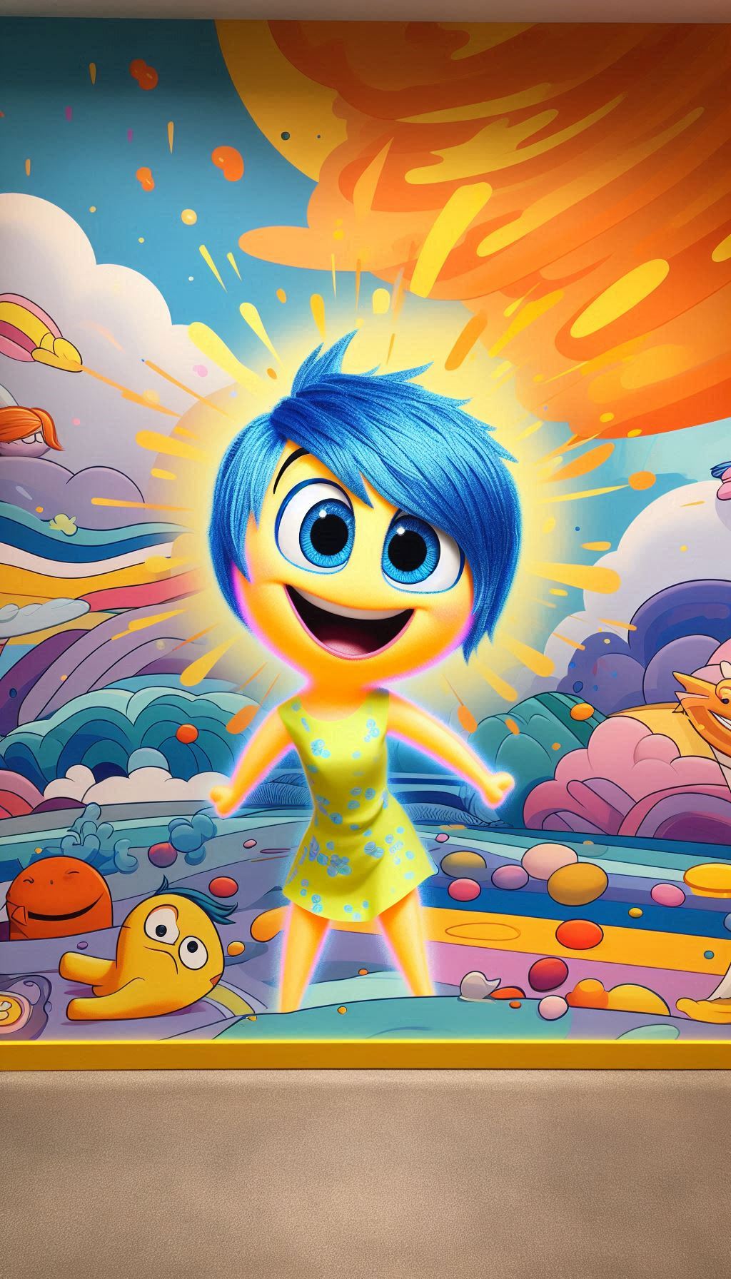4k Joy from Inside Out Colorful Phone Wallpaper