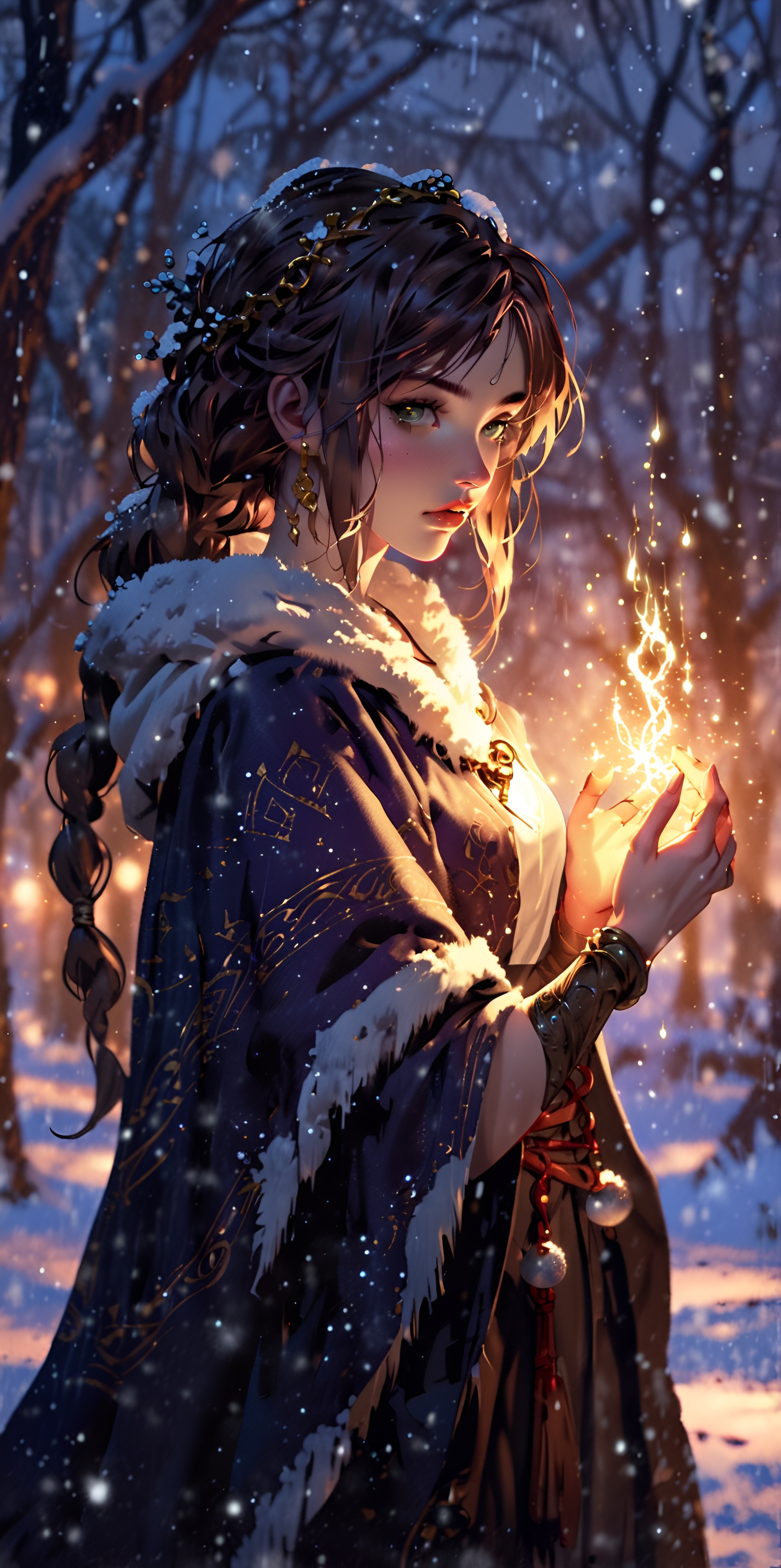Mystical Mage in Snowstorm wallpaper