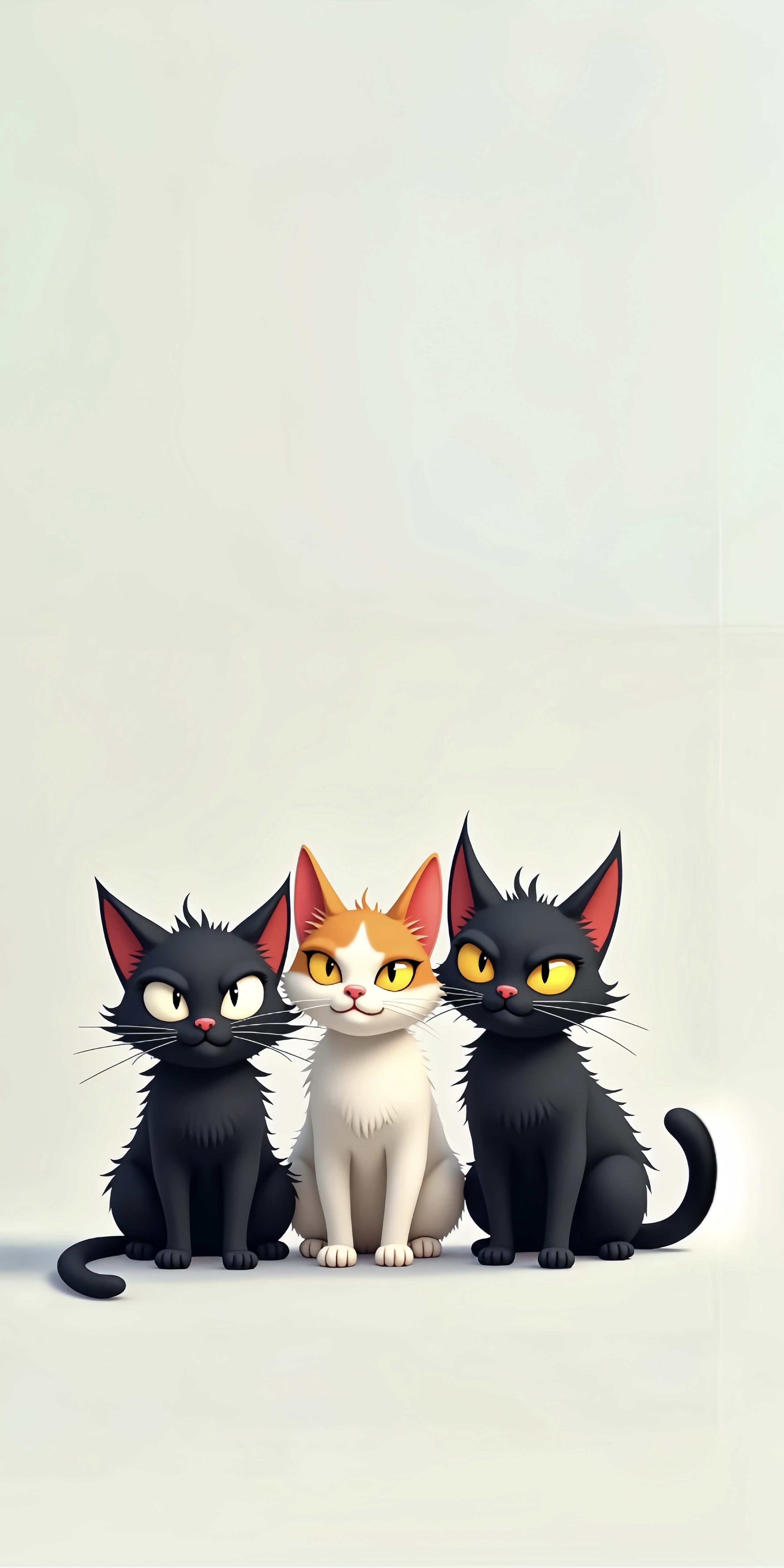 Adorable Three Cartoon Cats Wallpaper