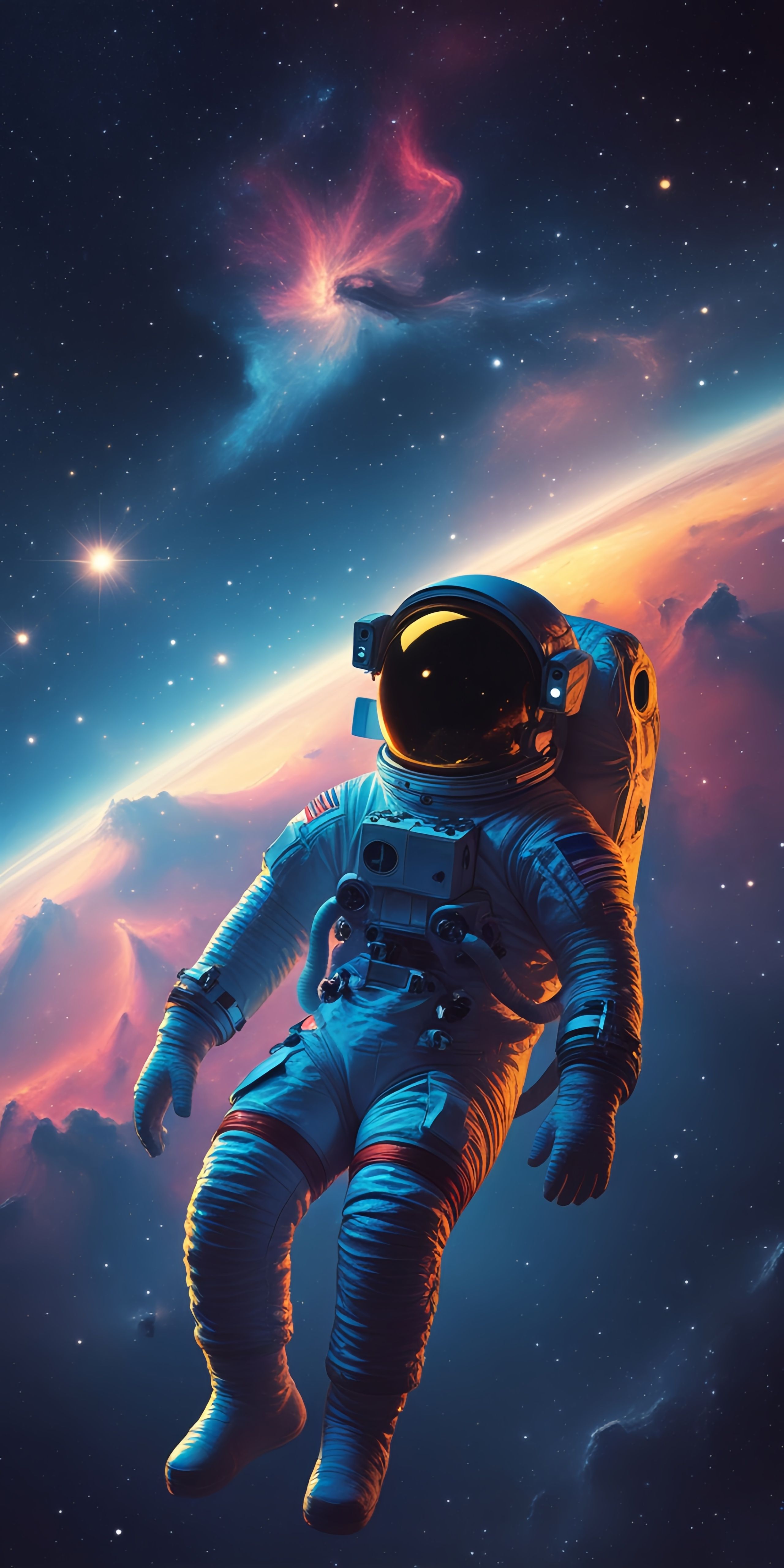 Astronaut Floating in Space Wallpaper