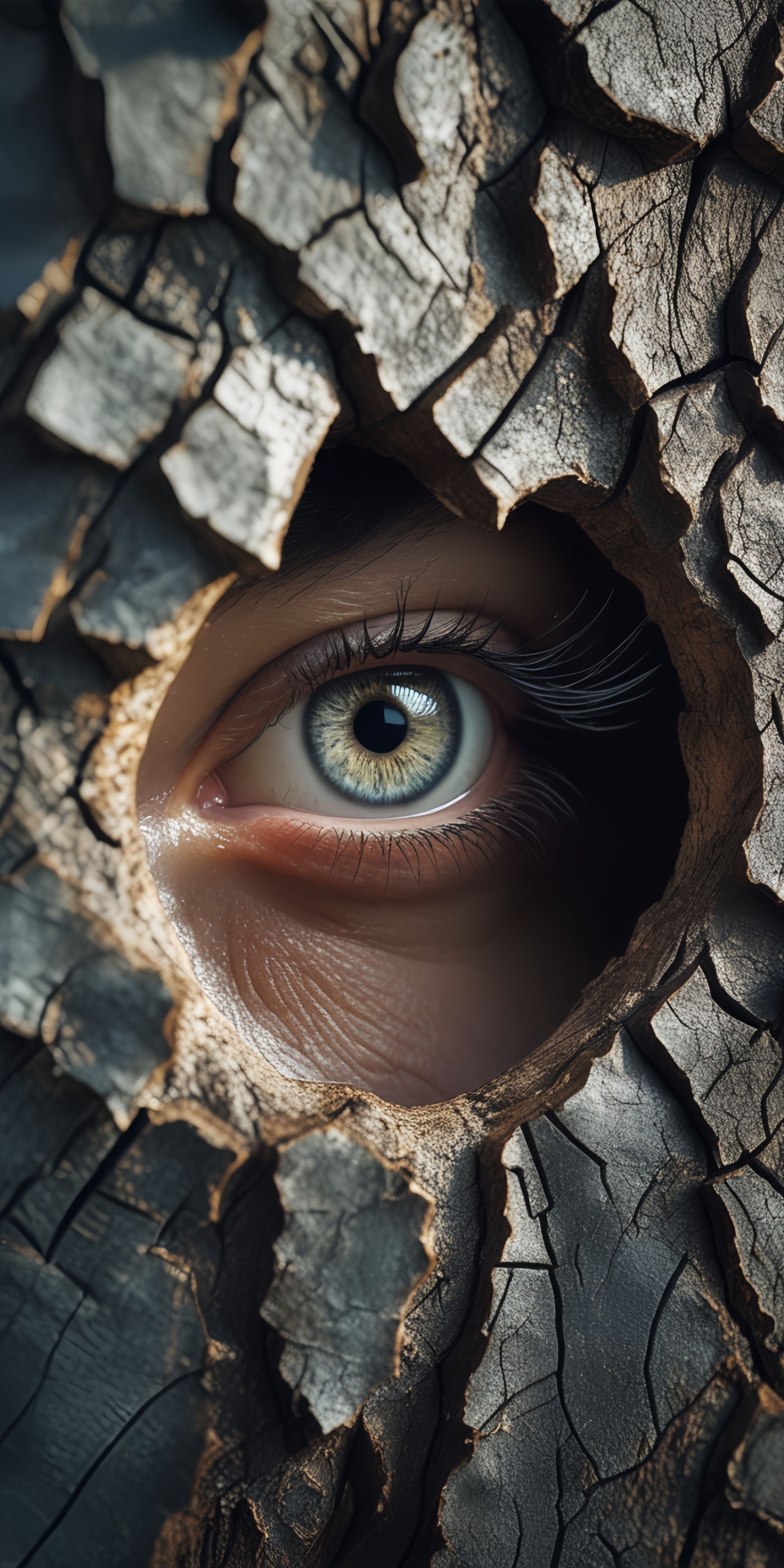 Eye Through Tree Bark Wallpaper
