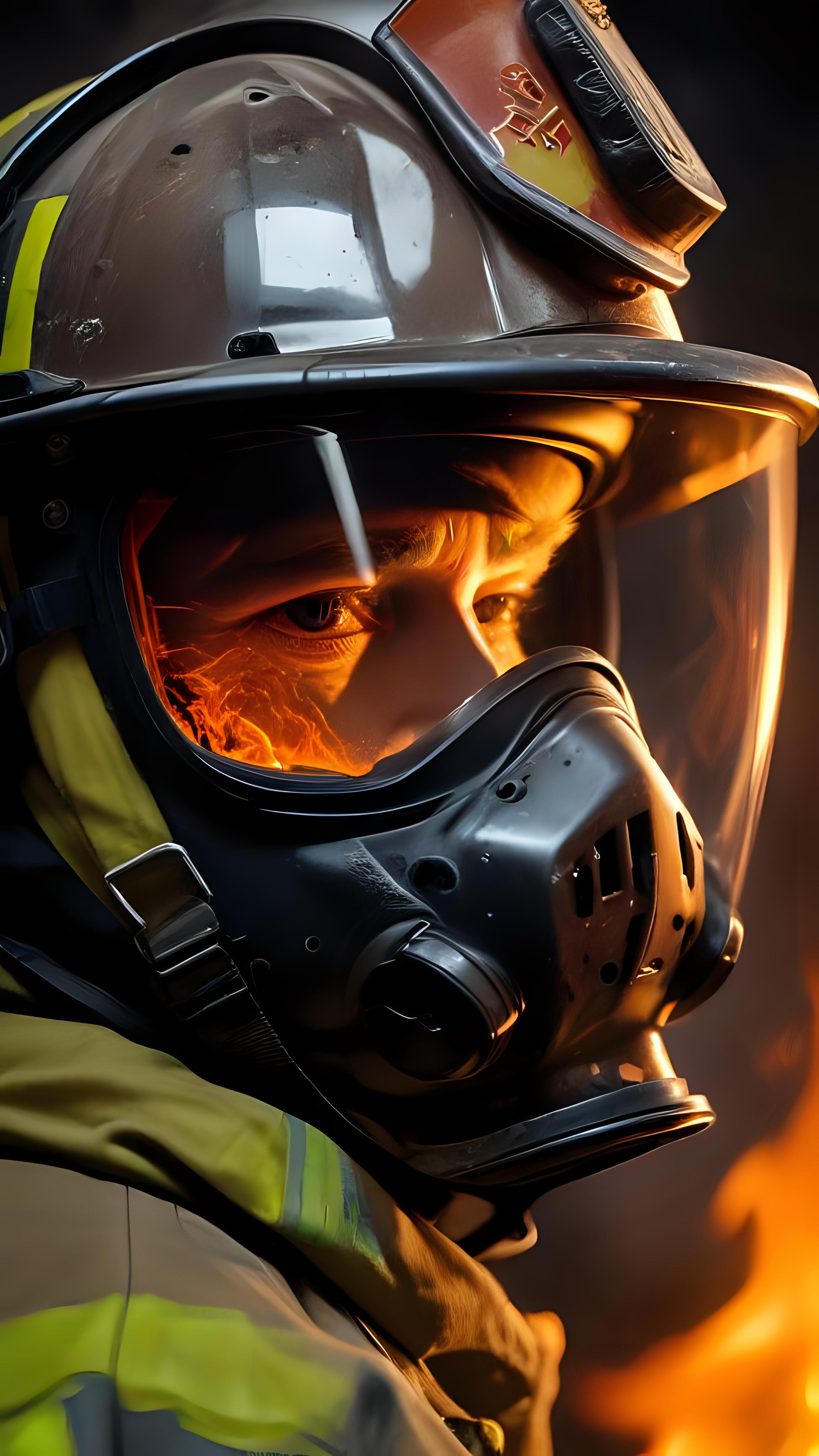 Firefighter in Action Wallpaper