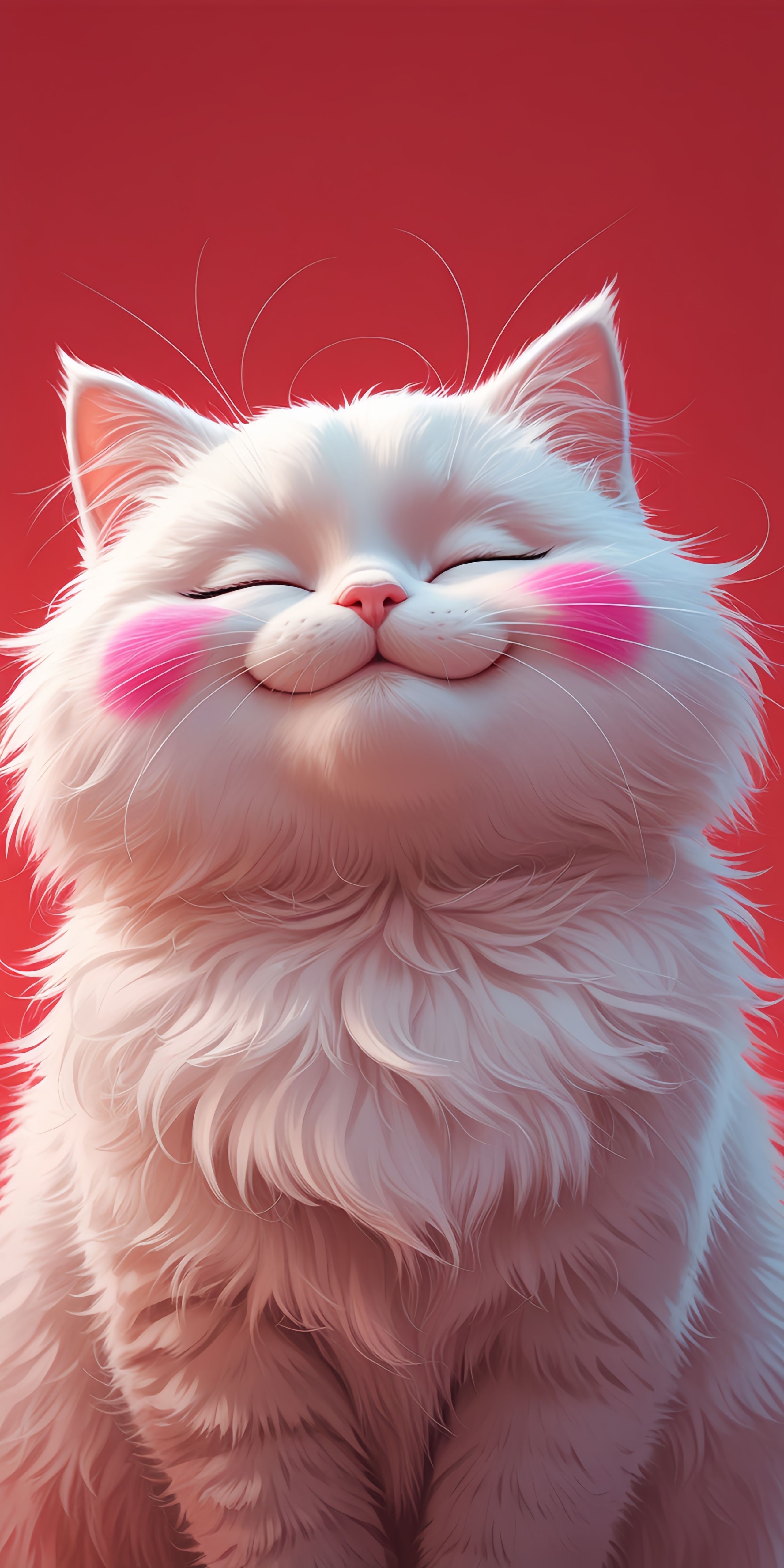 Happy White Cat Wallpaper