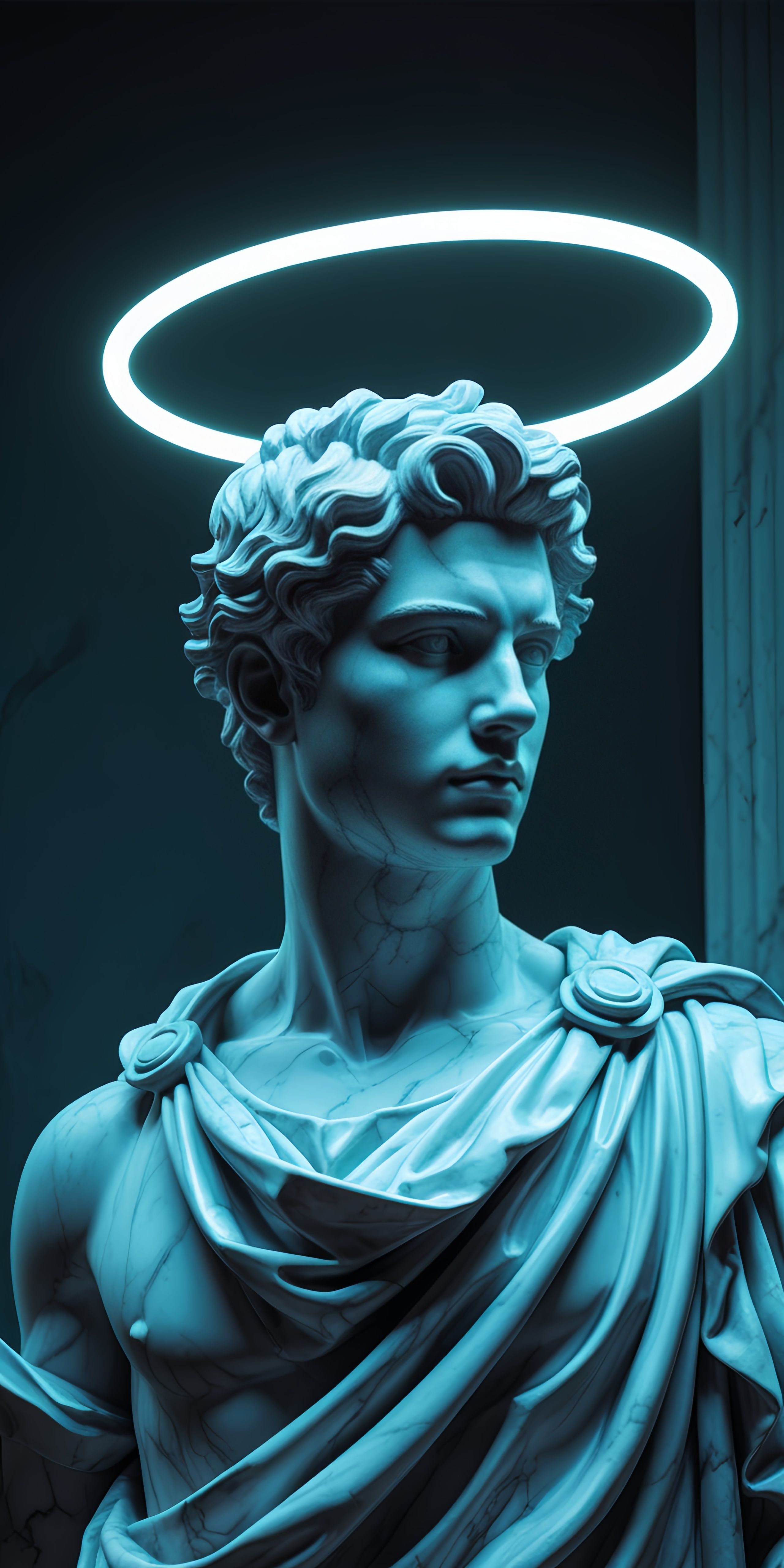 Neon Neoclassical Sculpture Wallpaper