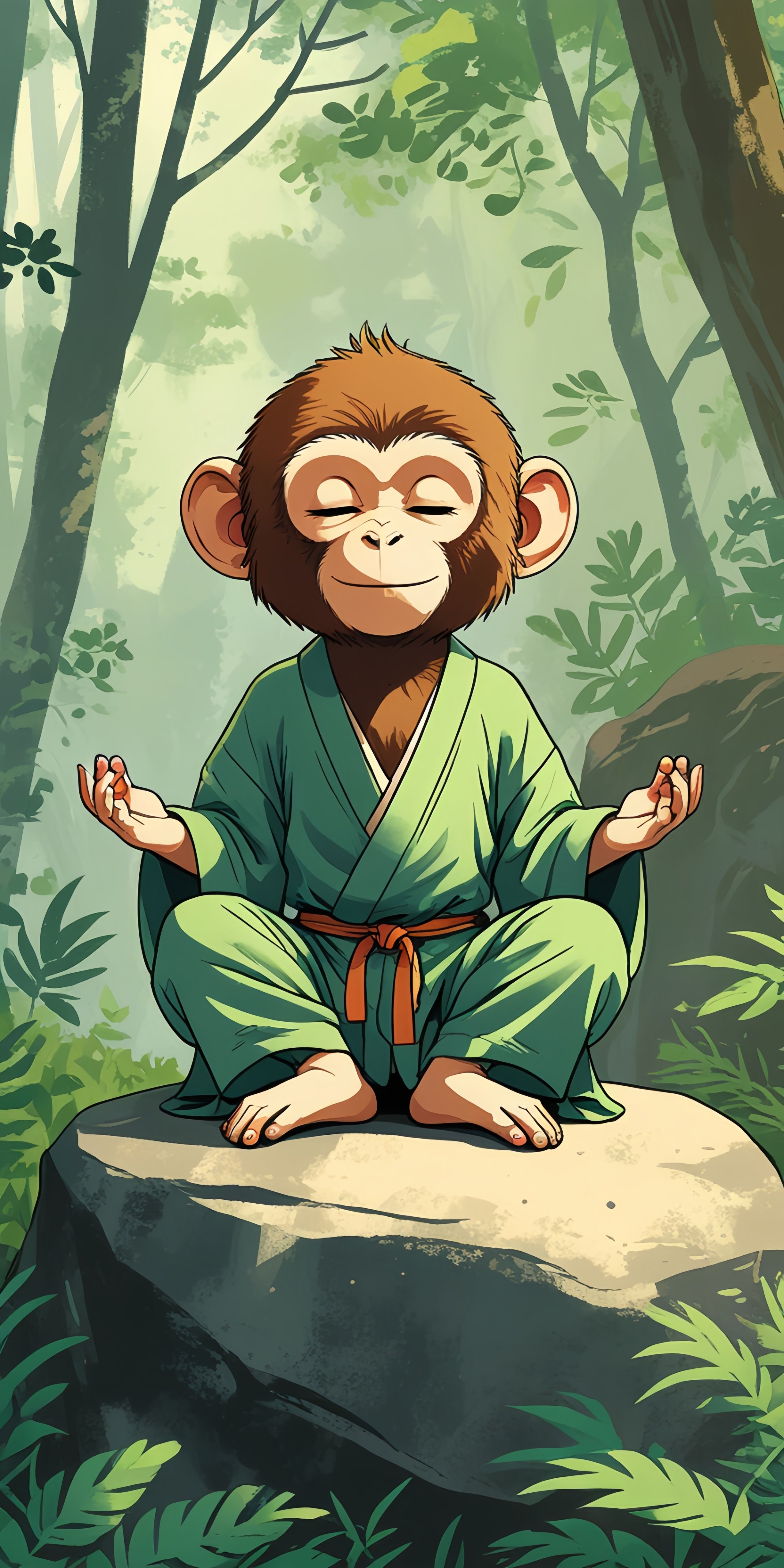 Zen Monkey Meditation Wallpaper
