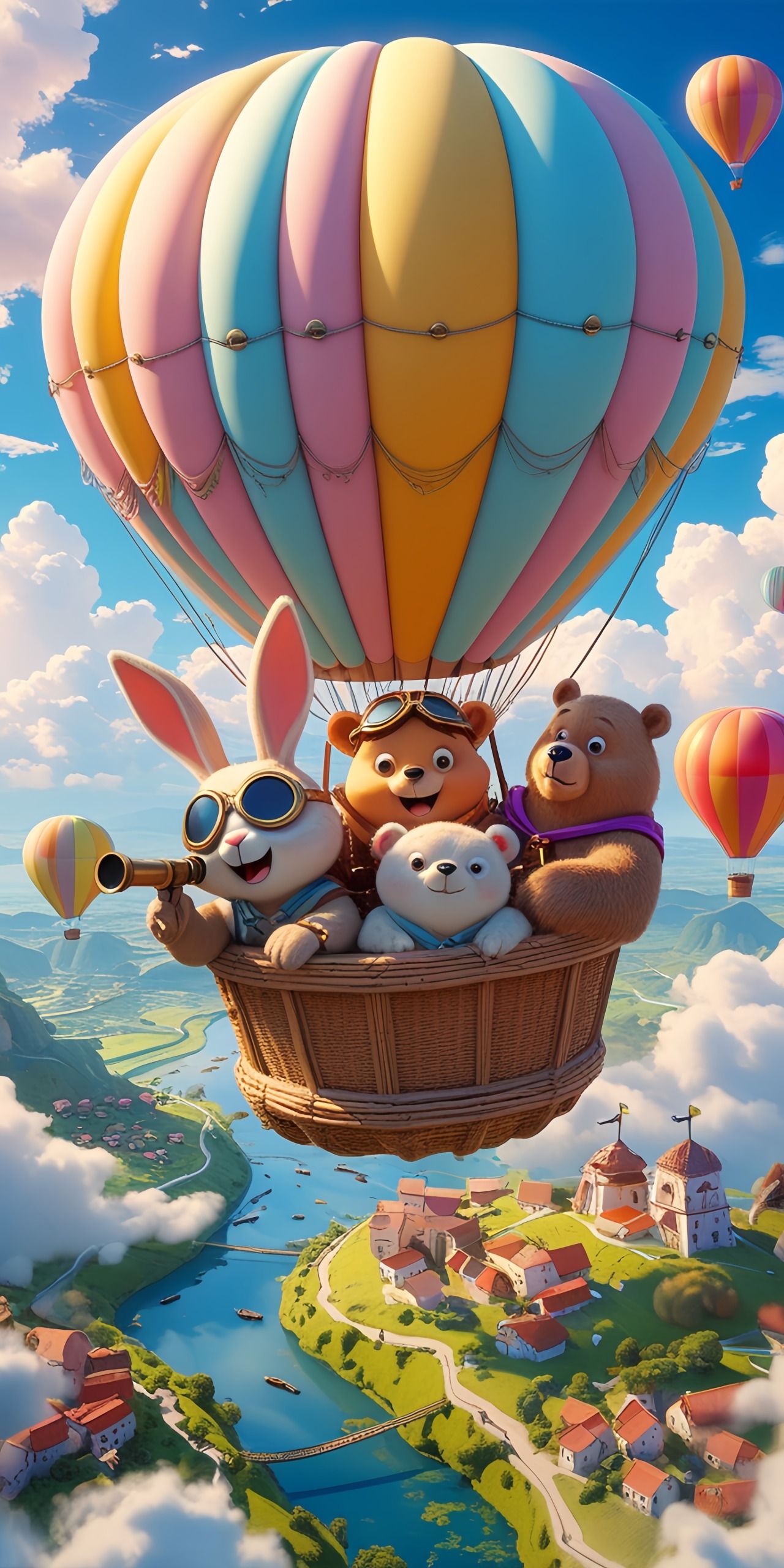Animal Balloon Adventure Wallpaper