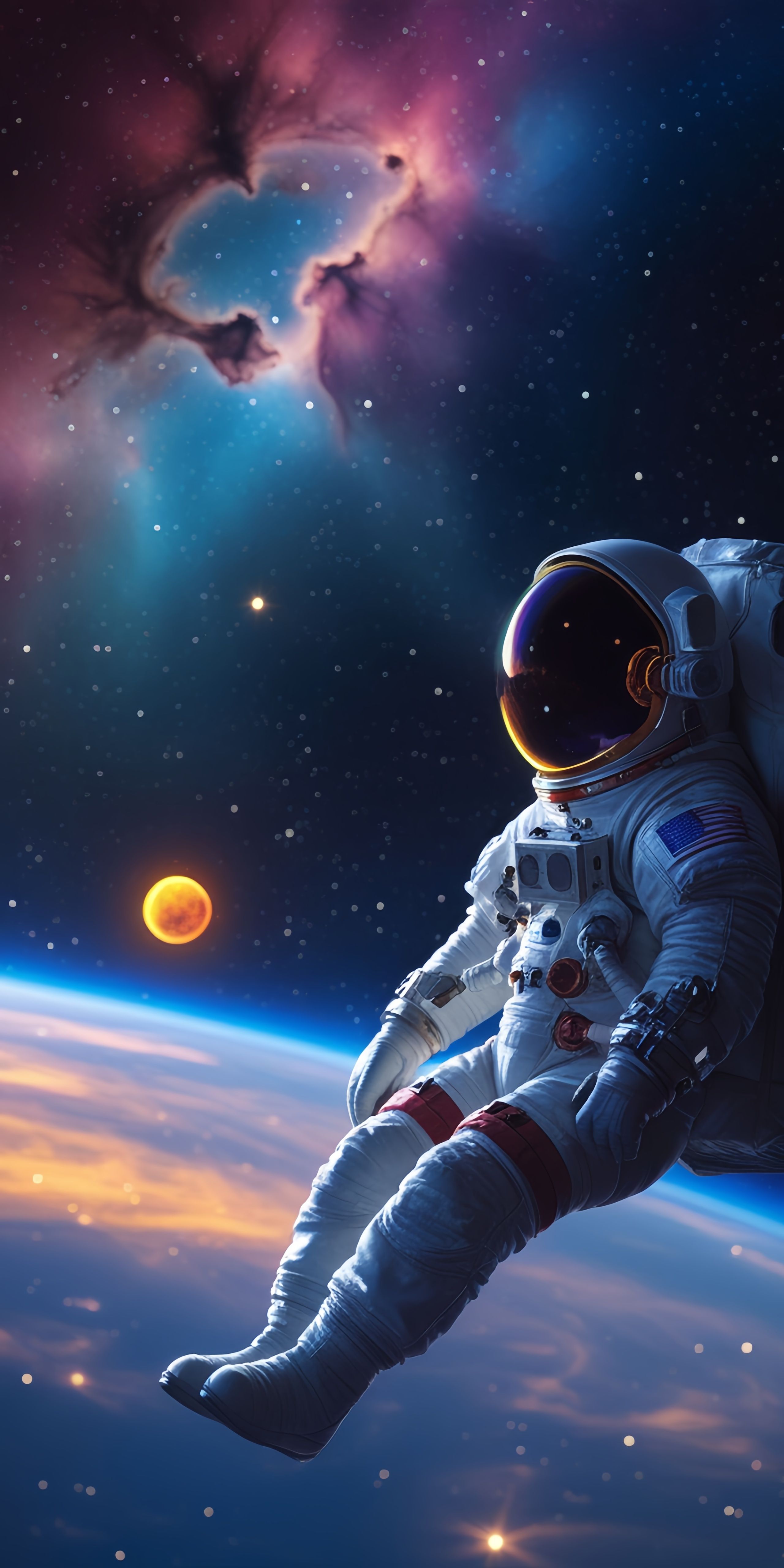 Astronaut Floating through Space Wallpaper
