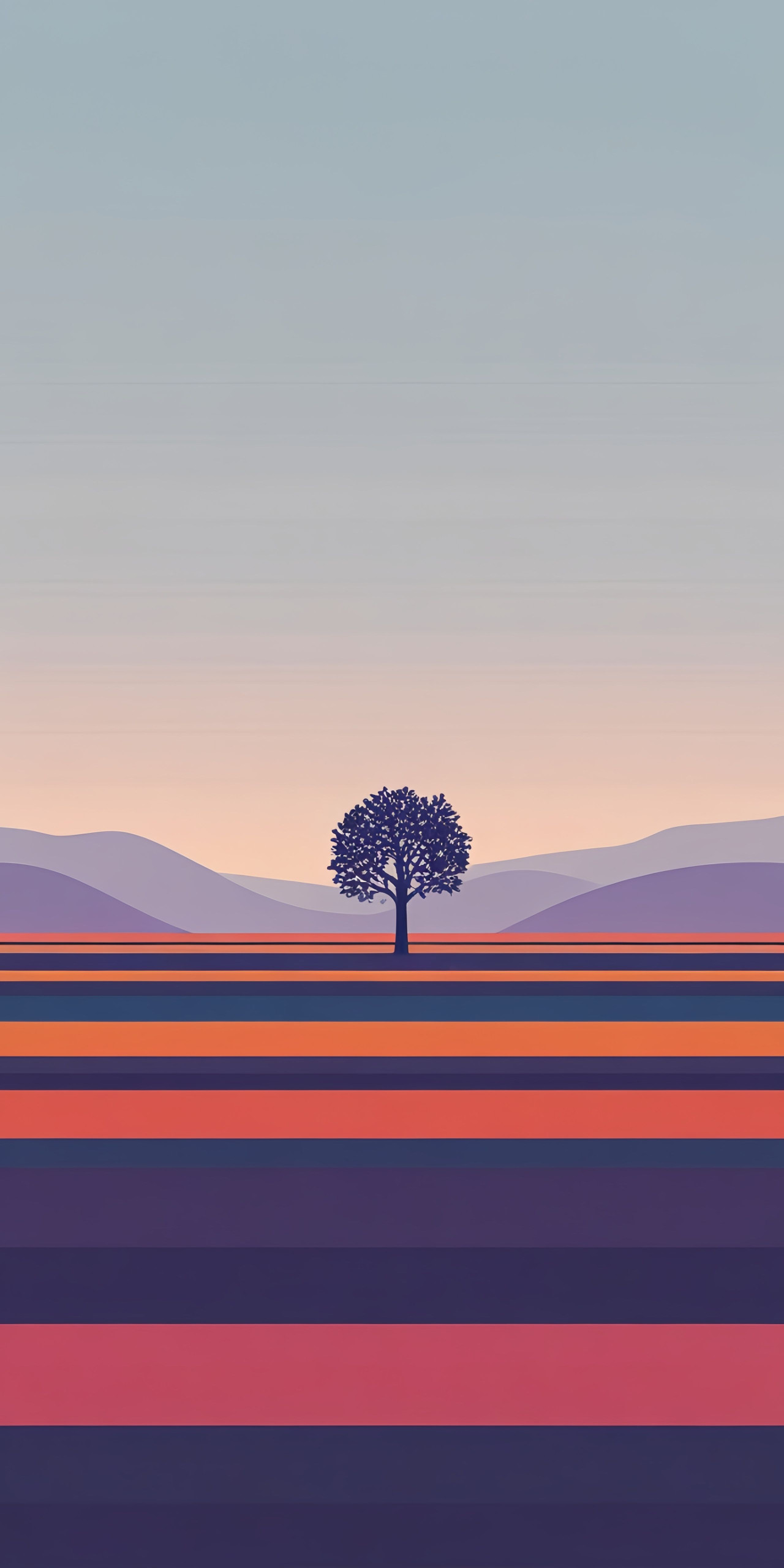 Minimalist Landscape Lone Tree Wallpaper