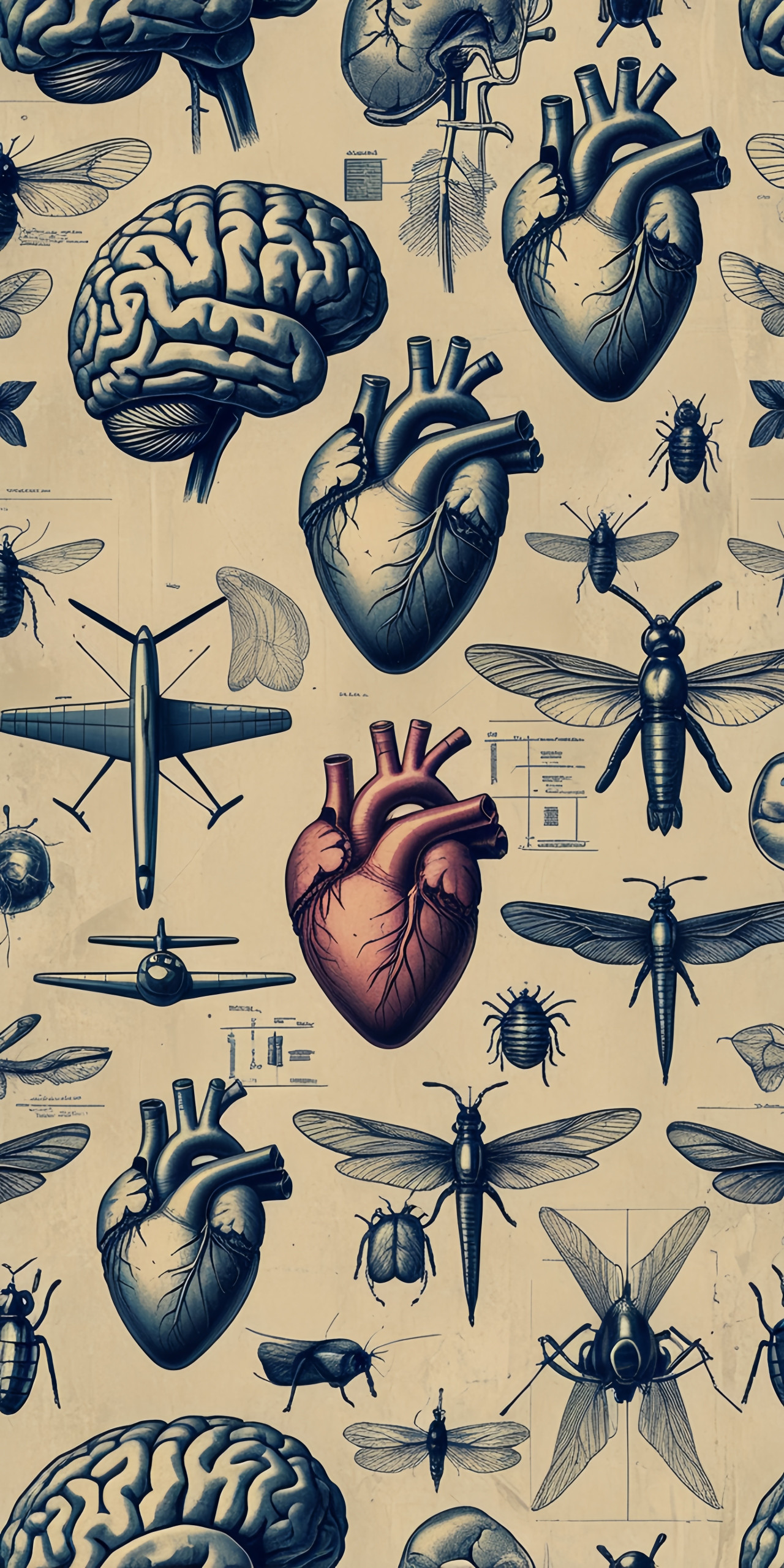 Vintage Anatomy Insect Wallpaper