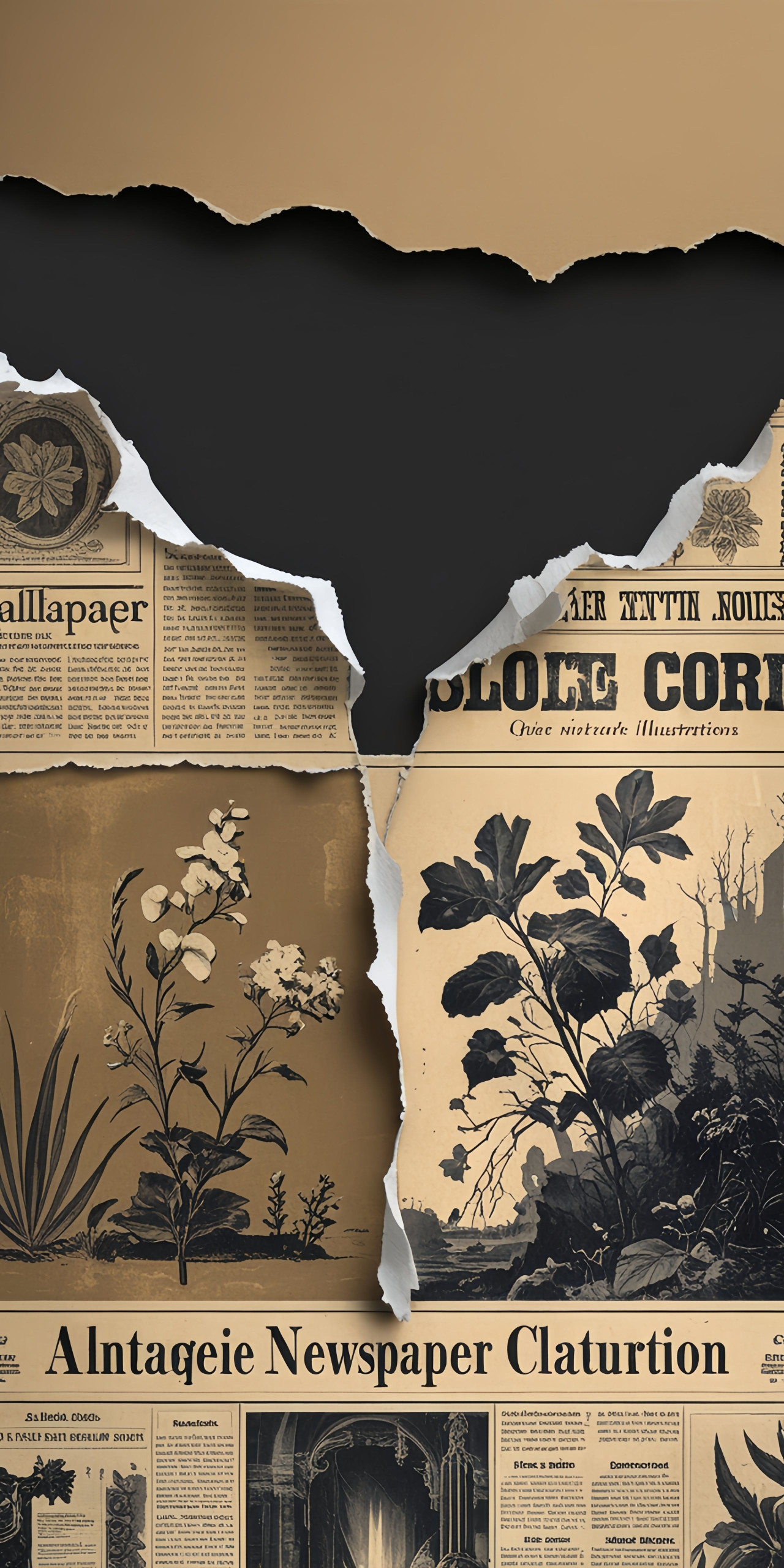 Vintage Newspaper Collage Wallpaper