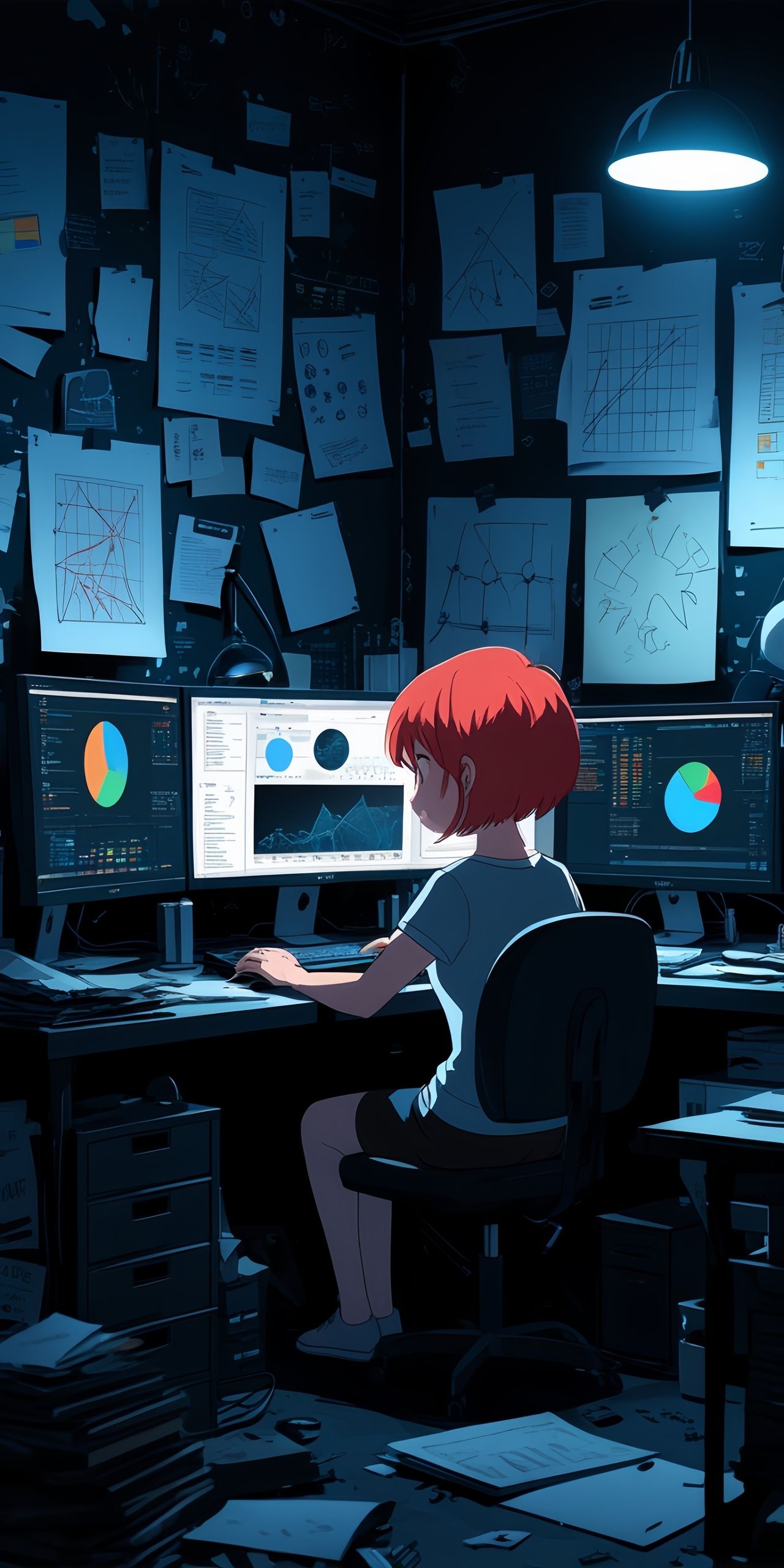 Anime Girl Working Wallpaper