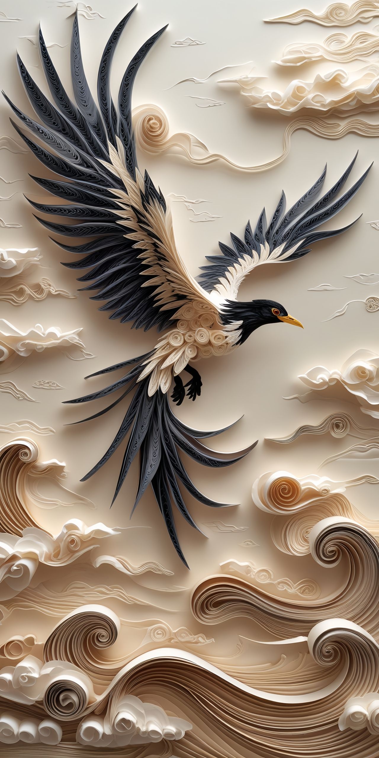 Quilled Bird Flying Wallpaper