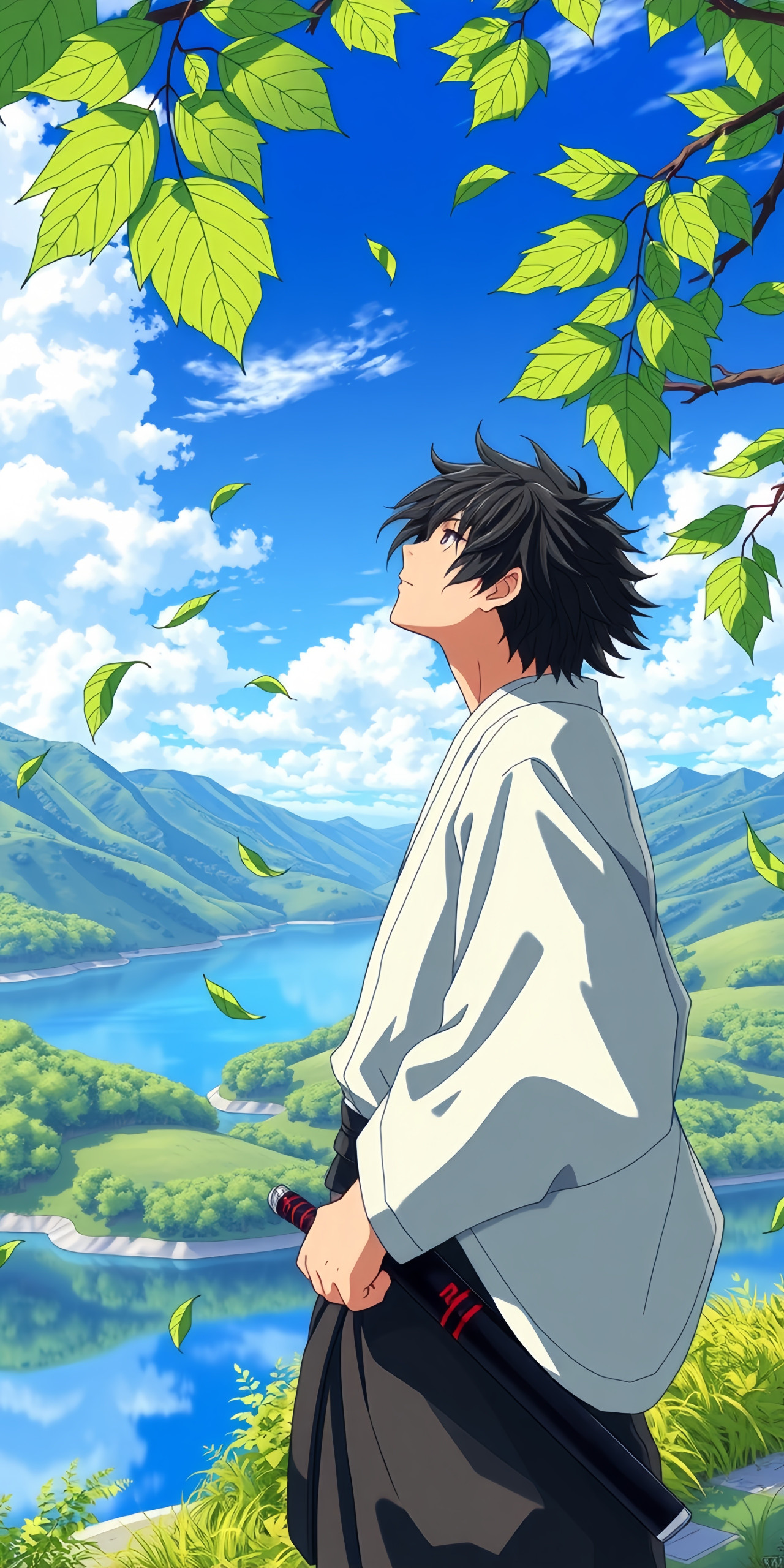 Peaceful Anime Samurai Landscape Wallpaper