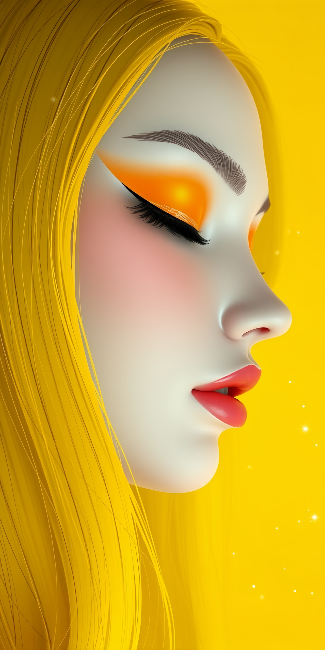 Striking Yellow Aesthetic Woman Portrait Wallpaper