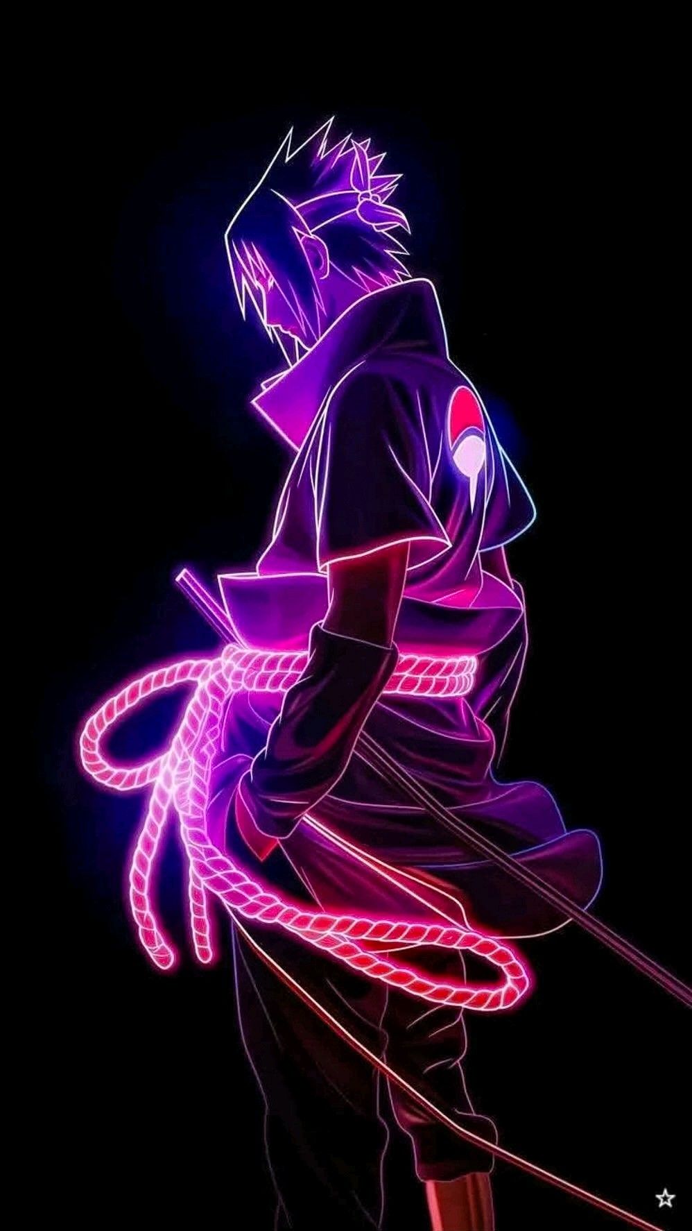 Dark Sasuke Neon 4K wallpaper