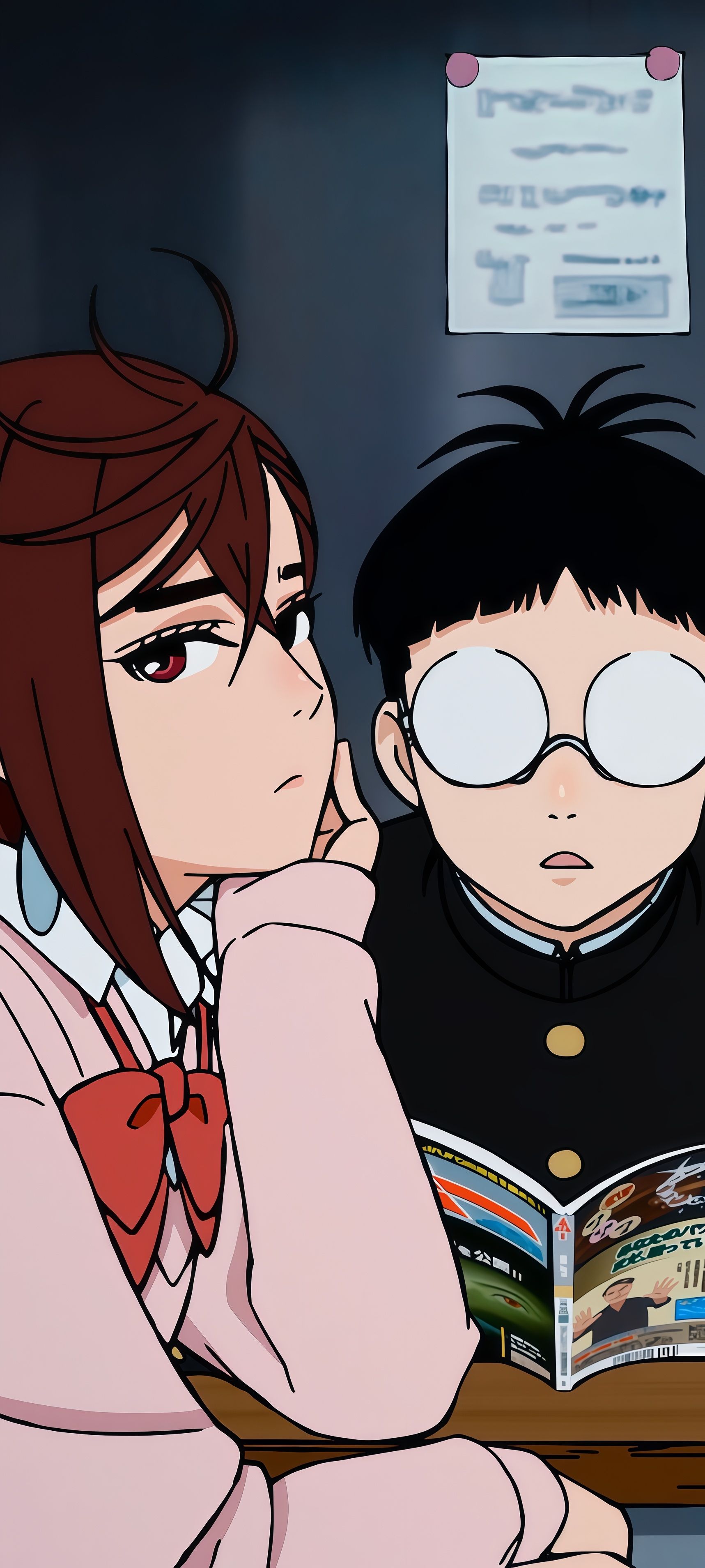 Dandadan Momo and Okarun Studying Wallpaper