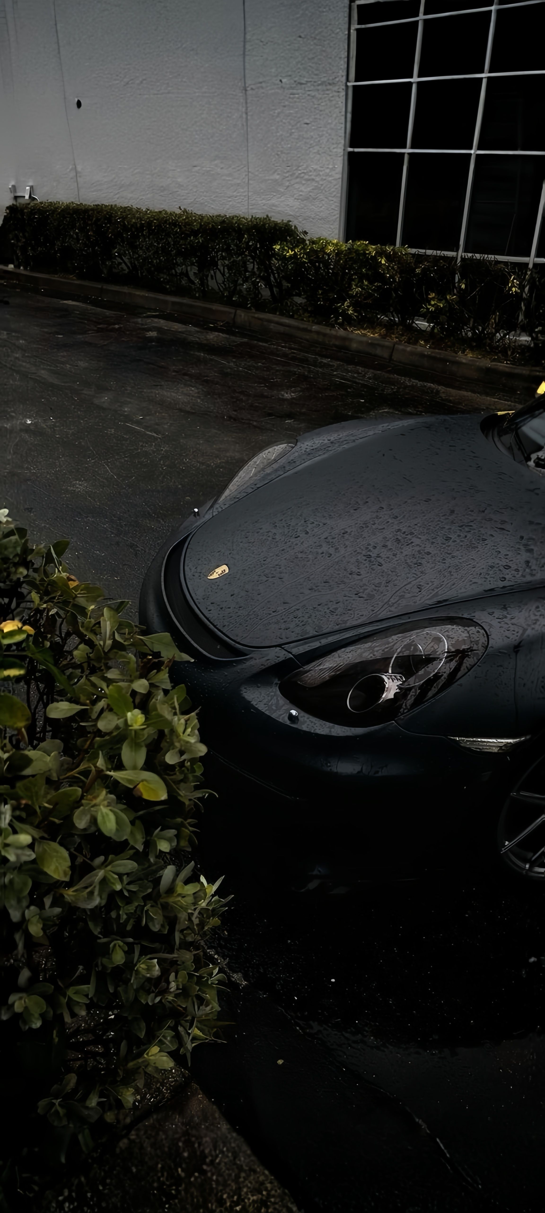 Dark Porsche on a Rainy Day Wallpaper