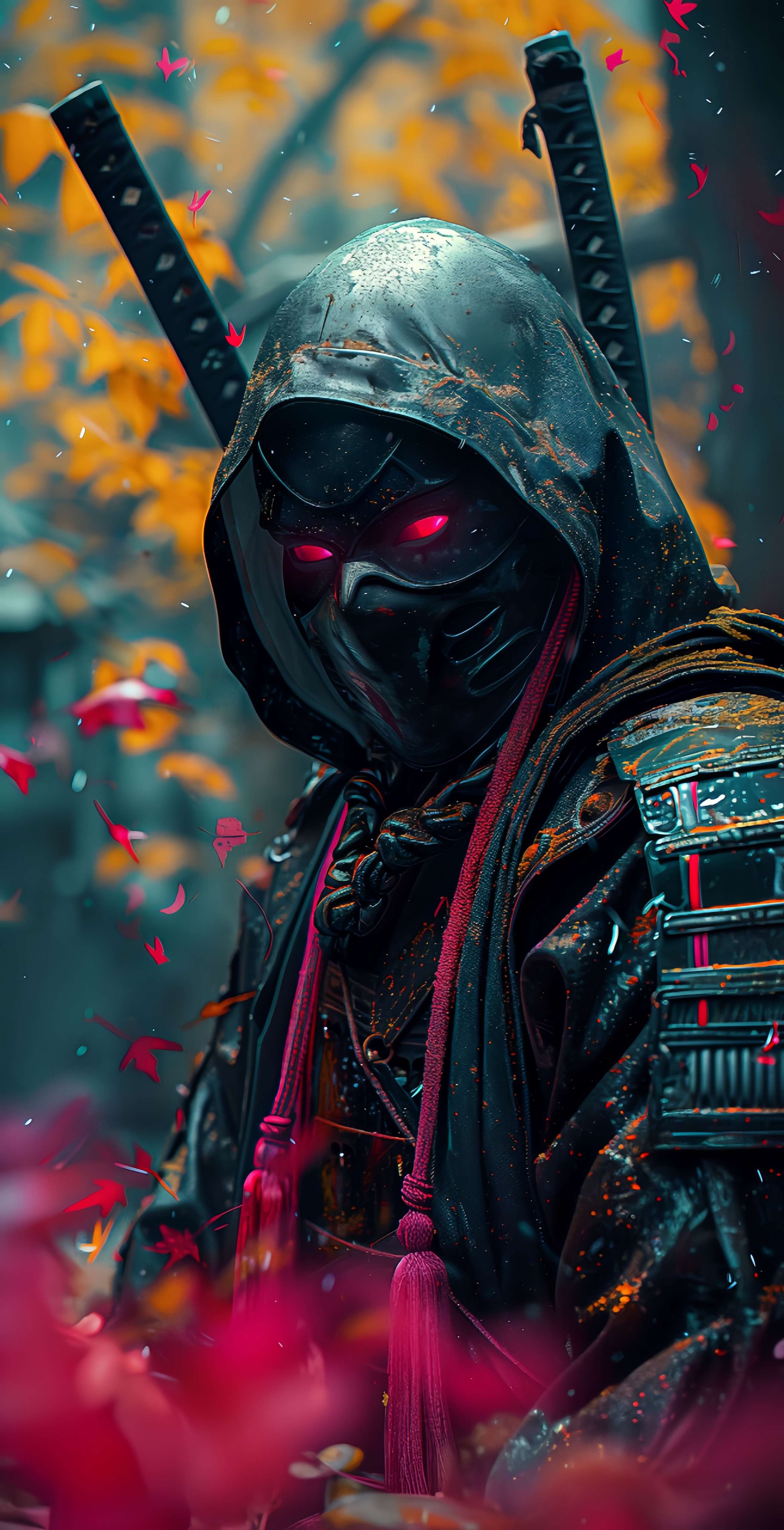 Black Hooded Ninja Samurai Dark Warrior Wallpaper