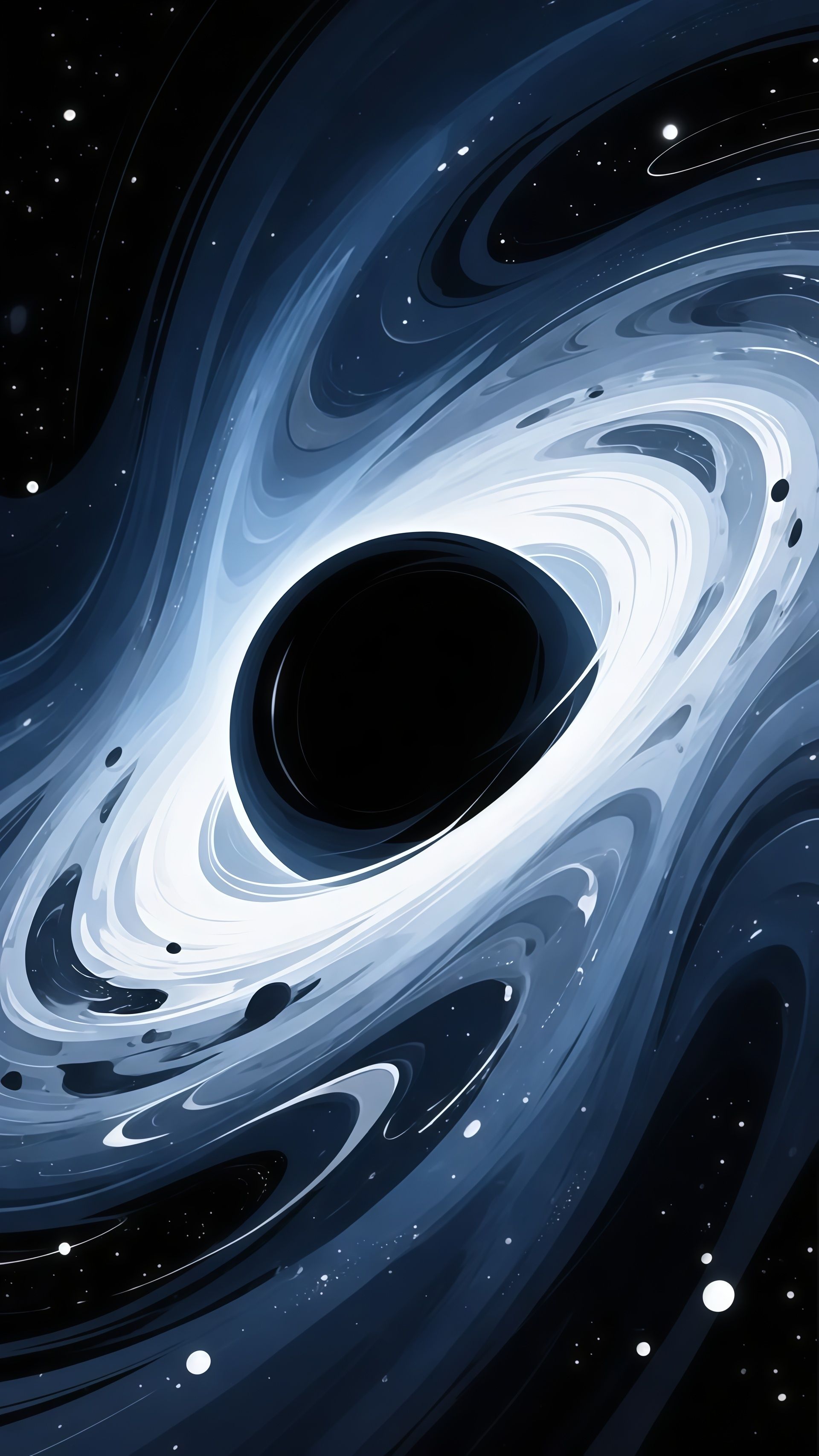 Cosmic Blue Swirl Black Hole Art Wallpaper