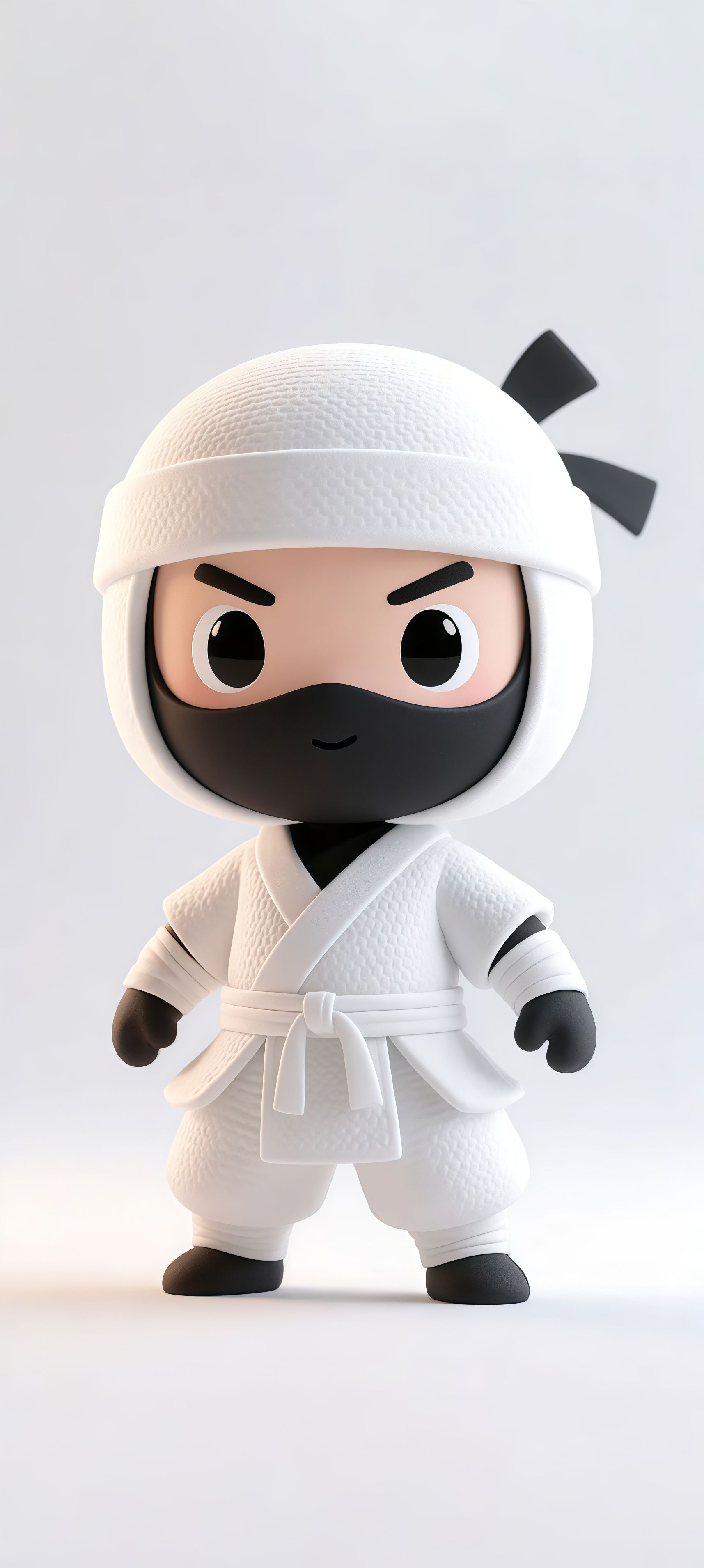 Cute Chibi White Ninja Warrior 3D Wallpaper