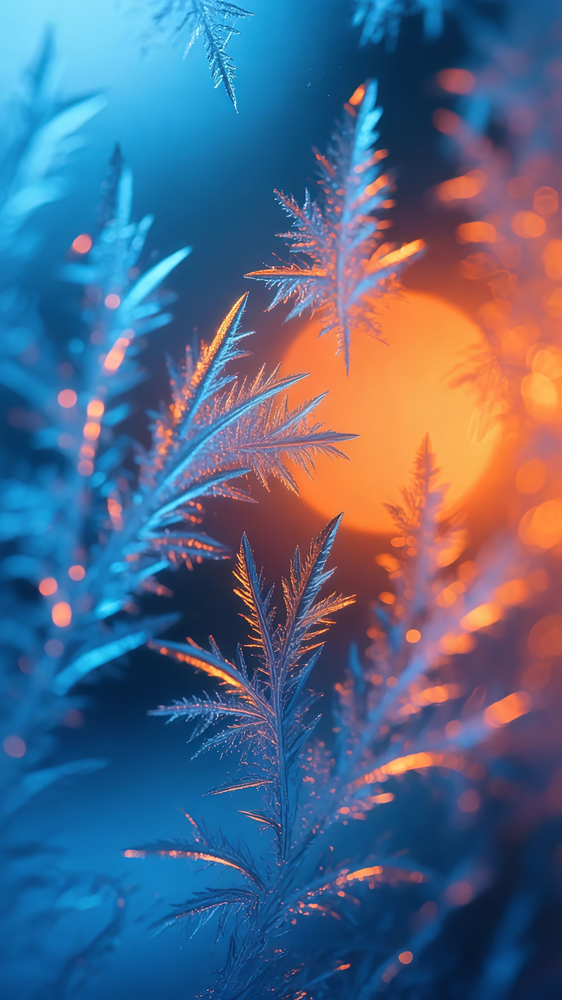 Frost Window Frame Aurora Borealis Sunset Wallpaper