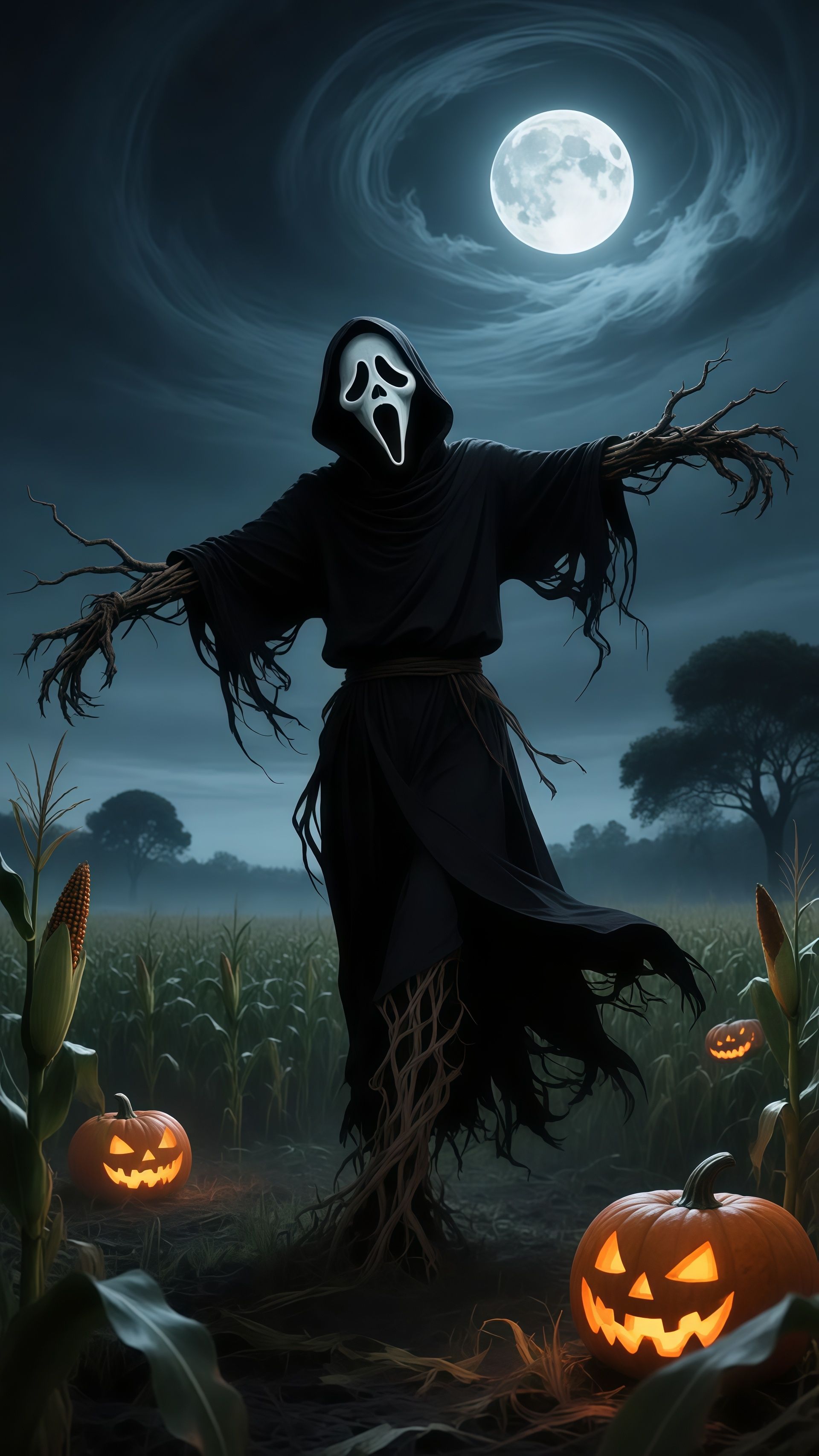 Ghostface in Autumn Foggy Forest Wallpaper