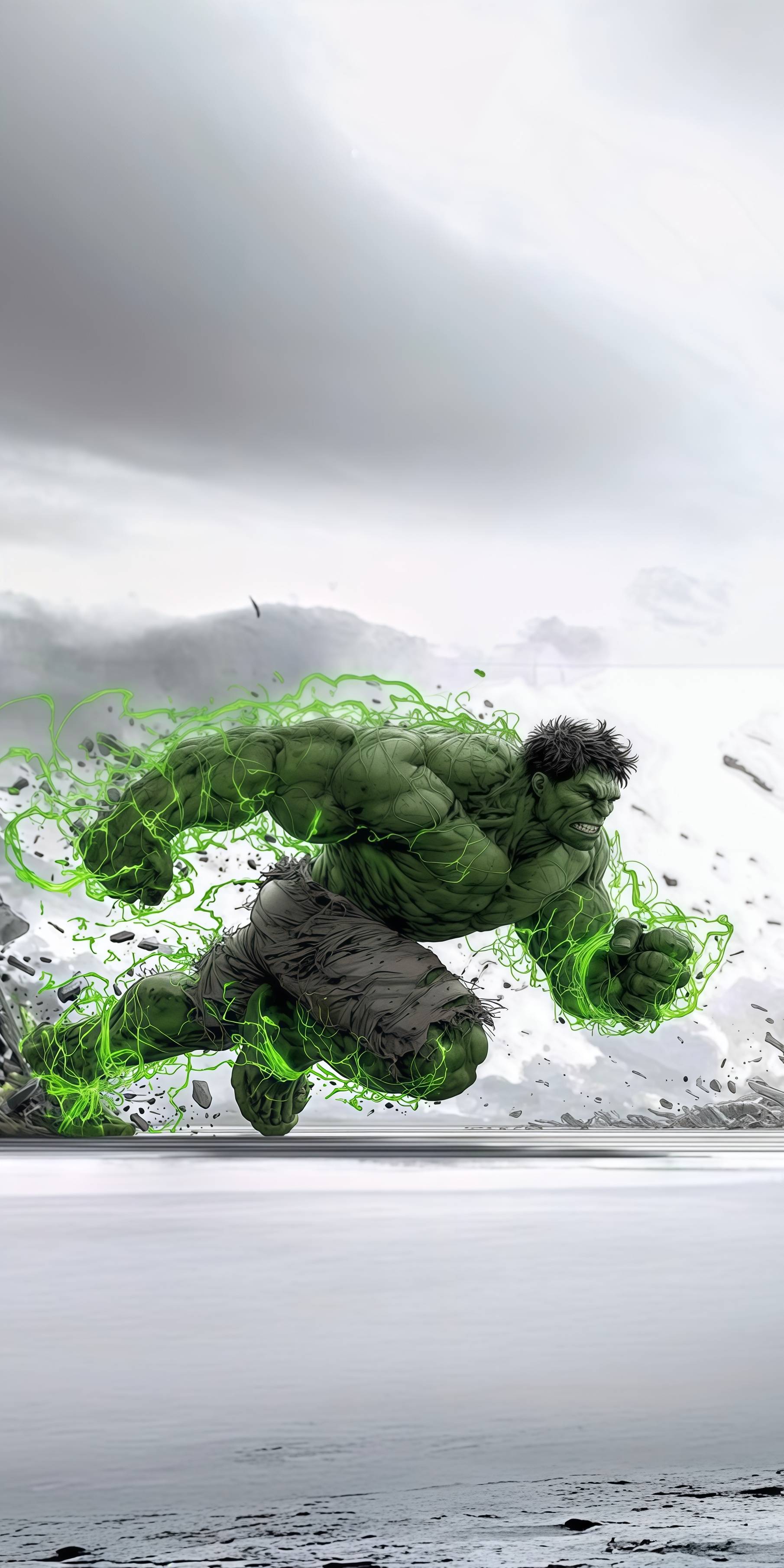 Incredible Hulk Running Green Gamma Power Wallpaper