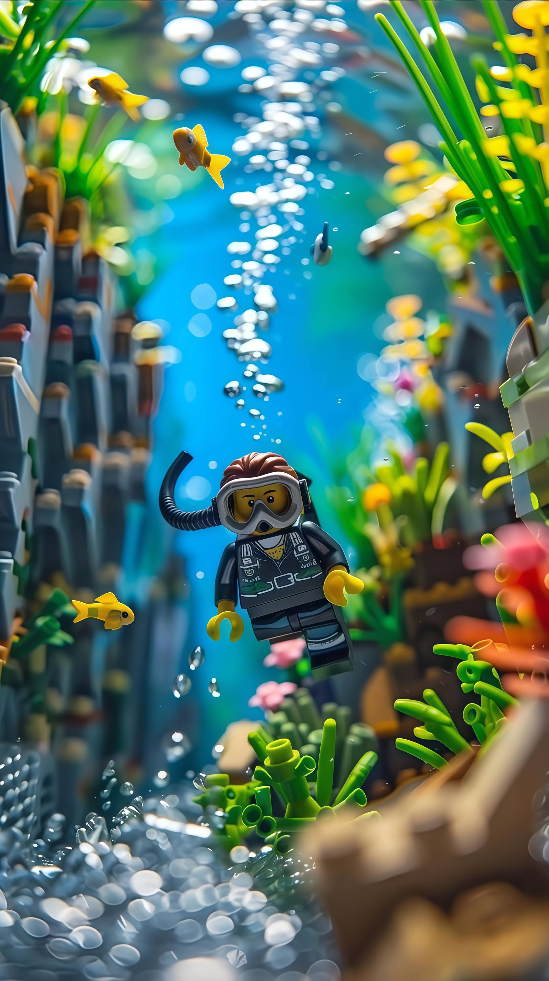 Lego Scuba Diver Underwater Aquarium Wallpaper