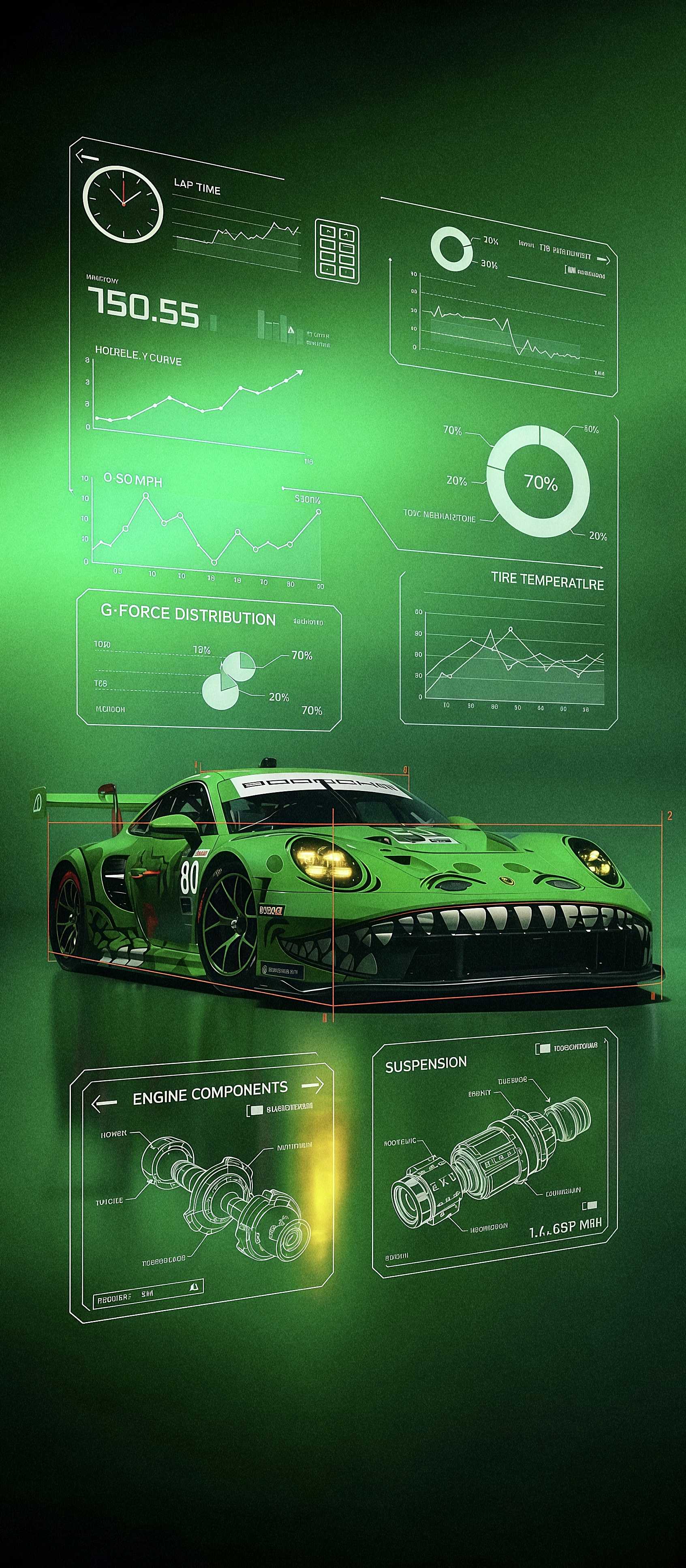 Porsche 911 GT3 R Blueprint Wallpaper