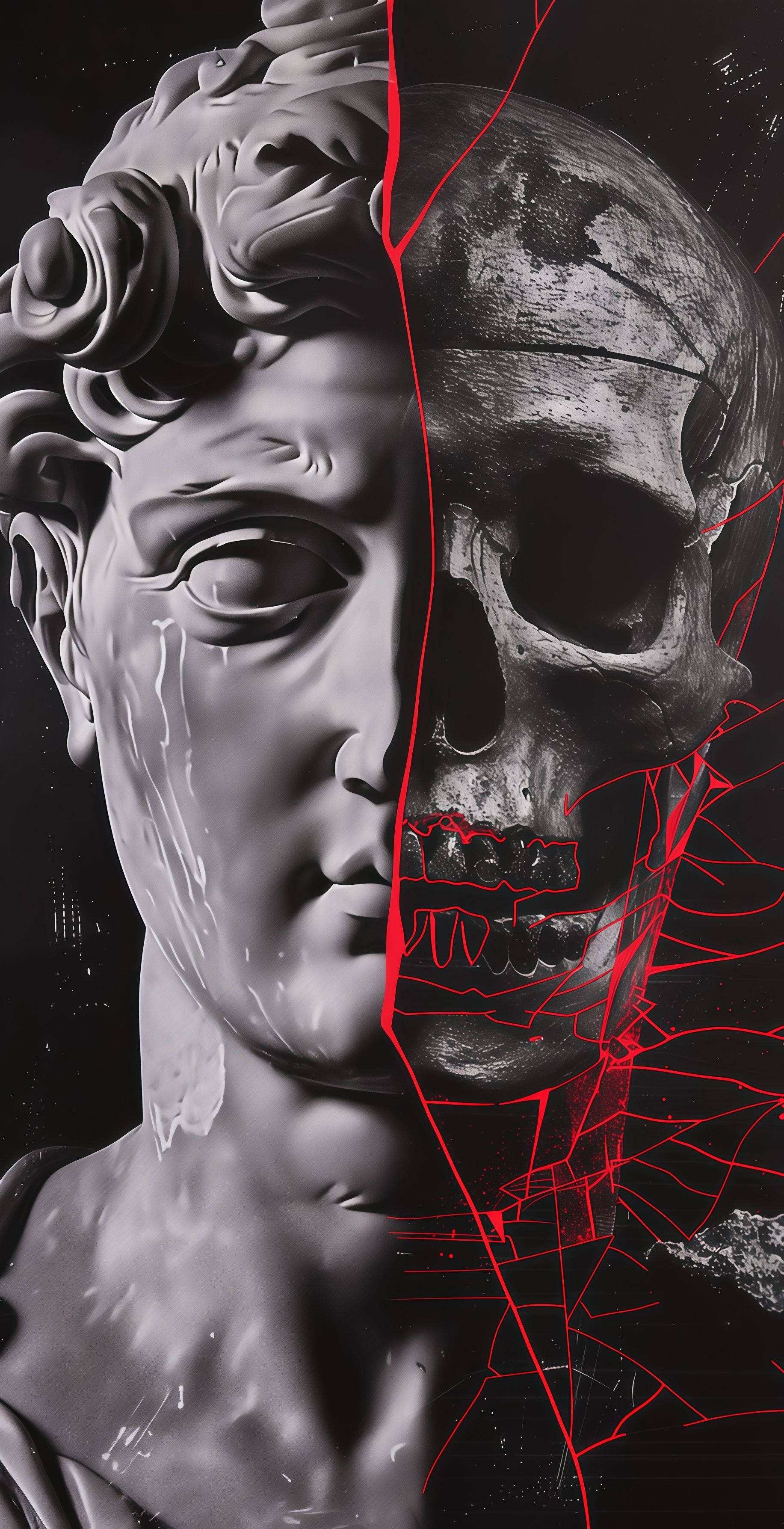Shattered Statue Skull Broken Aesthetic Art Wallpaper