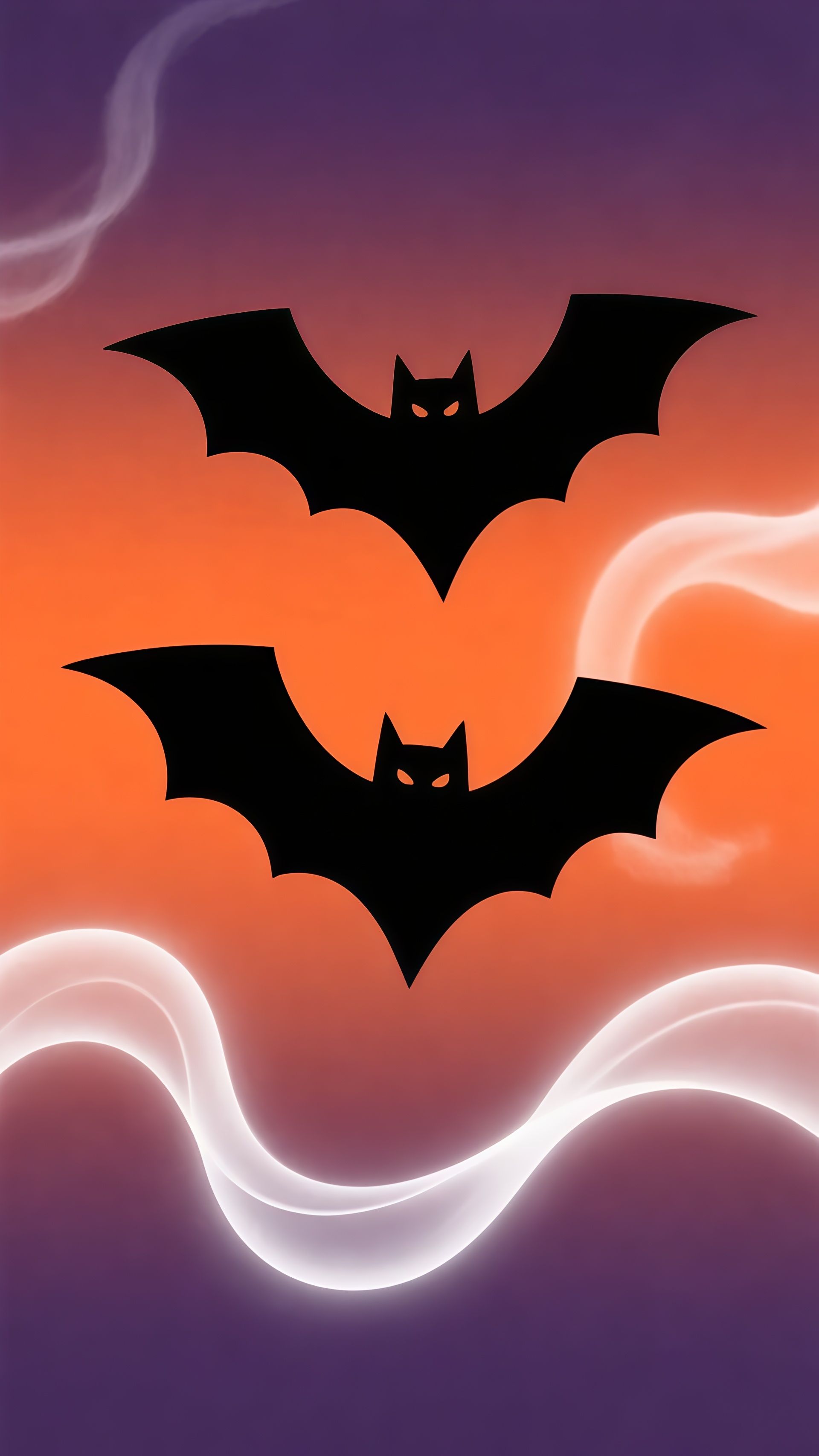 Simple Black and Beige Bat Pattern Halloween Wallpaper