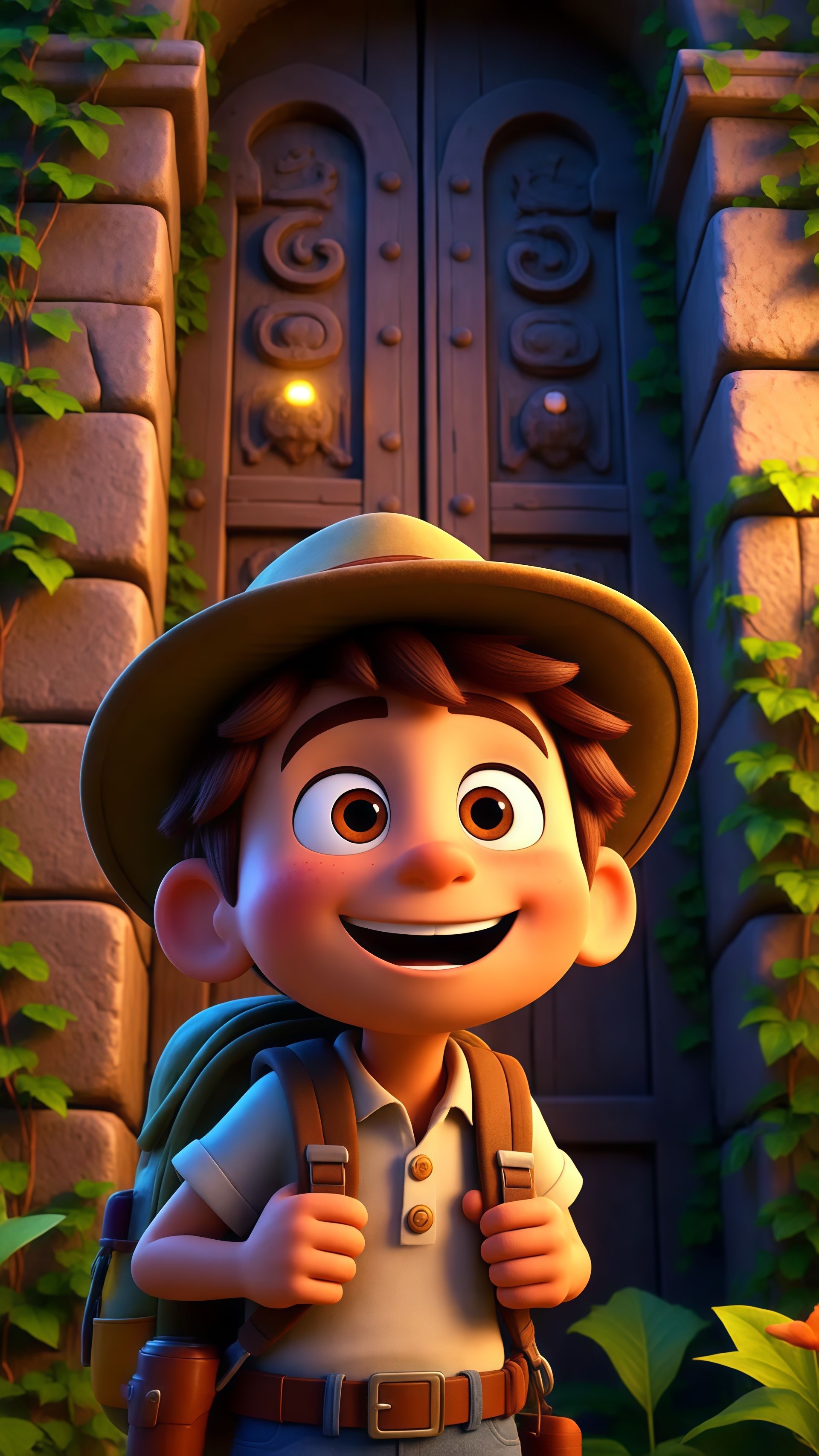 Smiling Boy Explorer Jungle Adventure Wallpaper