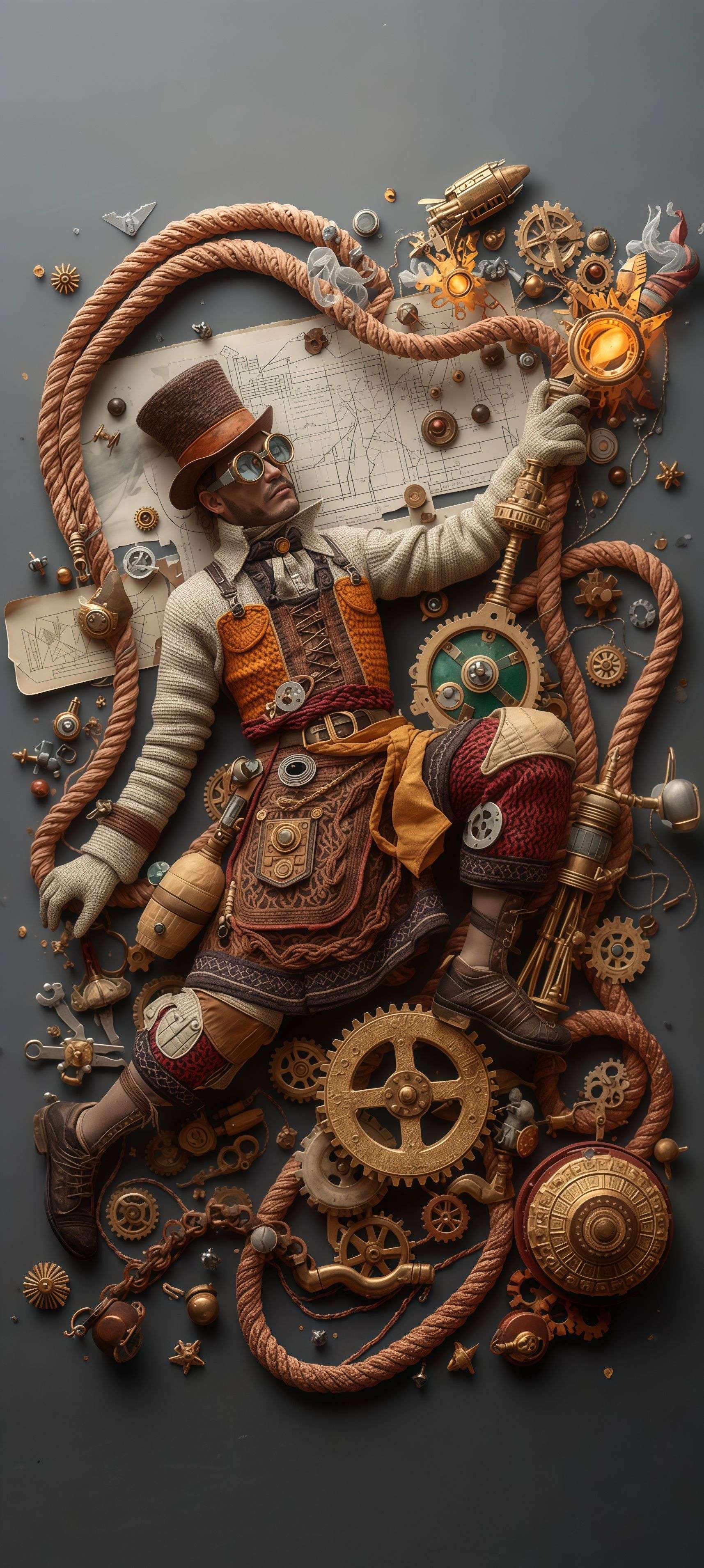 Steampunk Inventor Fantasy Gear Wallpaper
