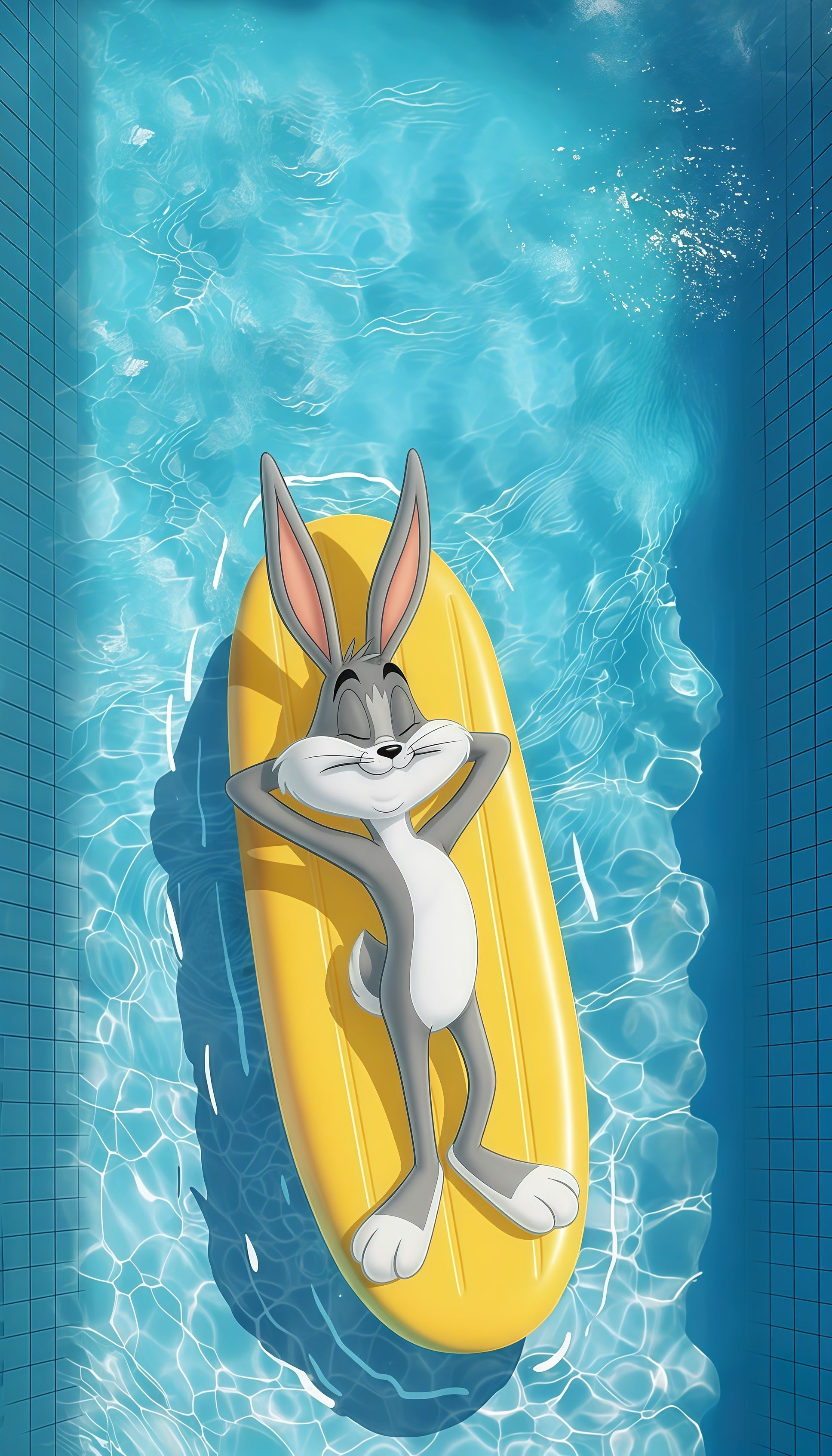Bugs Bunny Relaxing on Pool Float Live Wallpaper