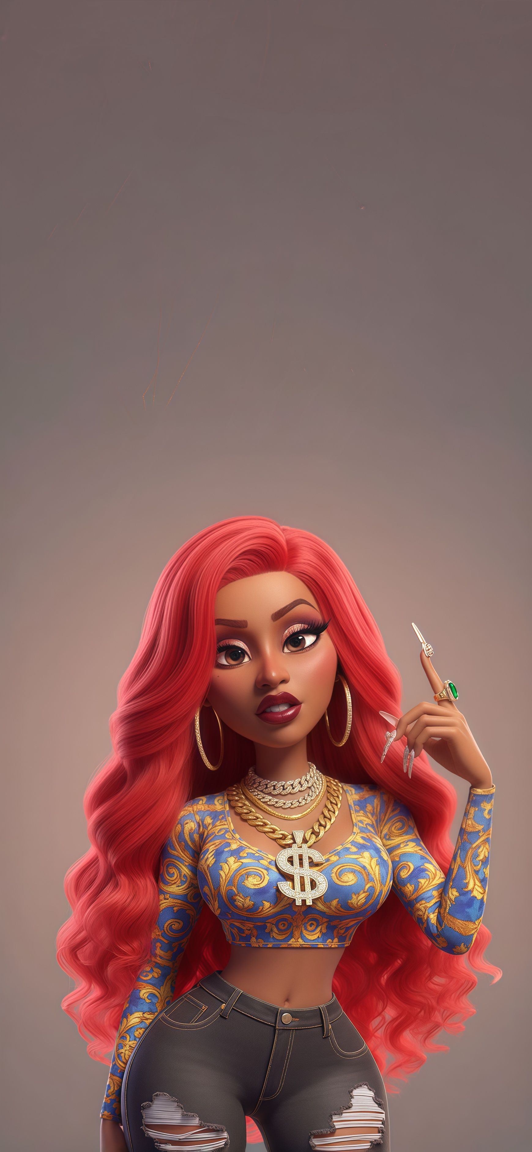 Cardi B 3D Cartoon Wallpaper