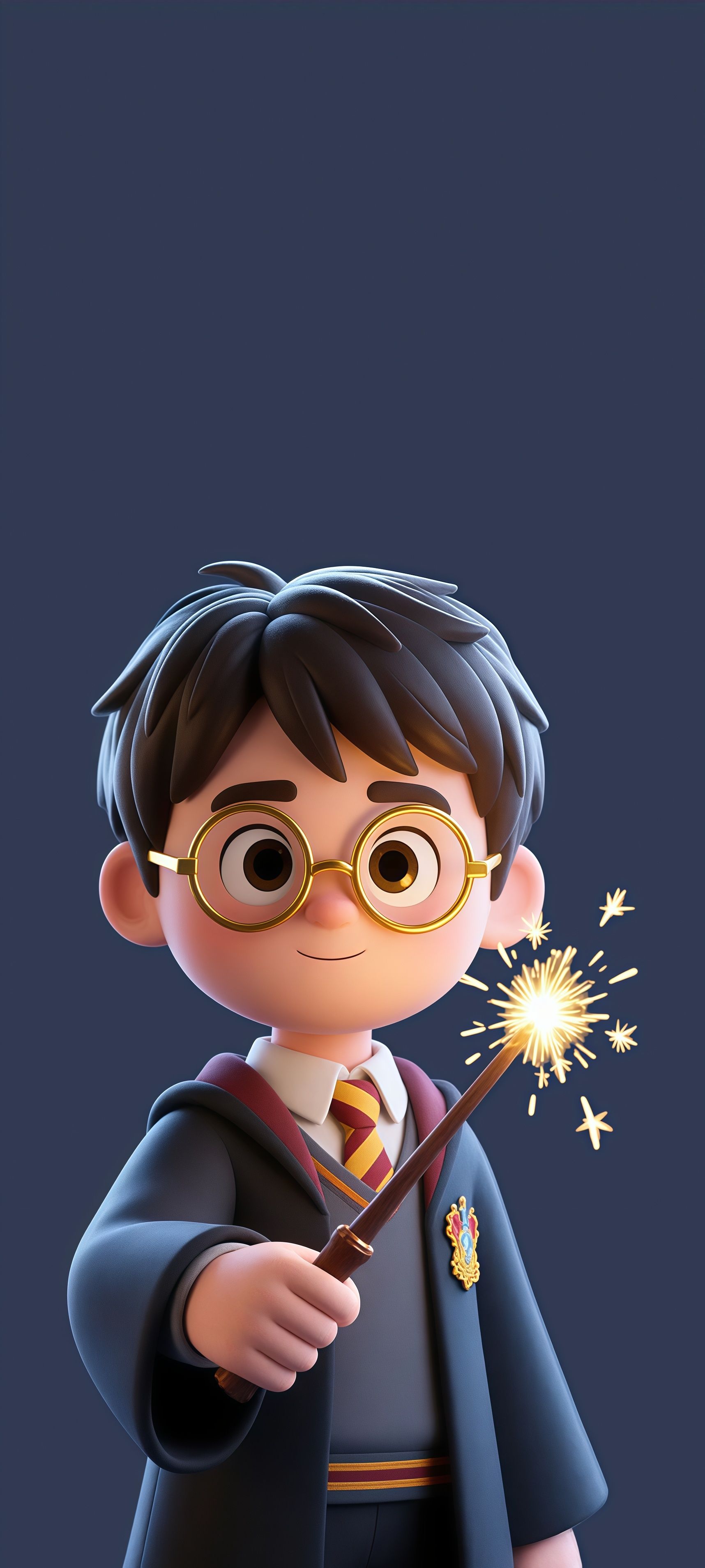 Chibi Harry Potter with Magic Wand Wallpaper