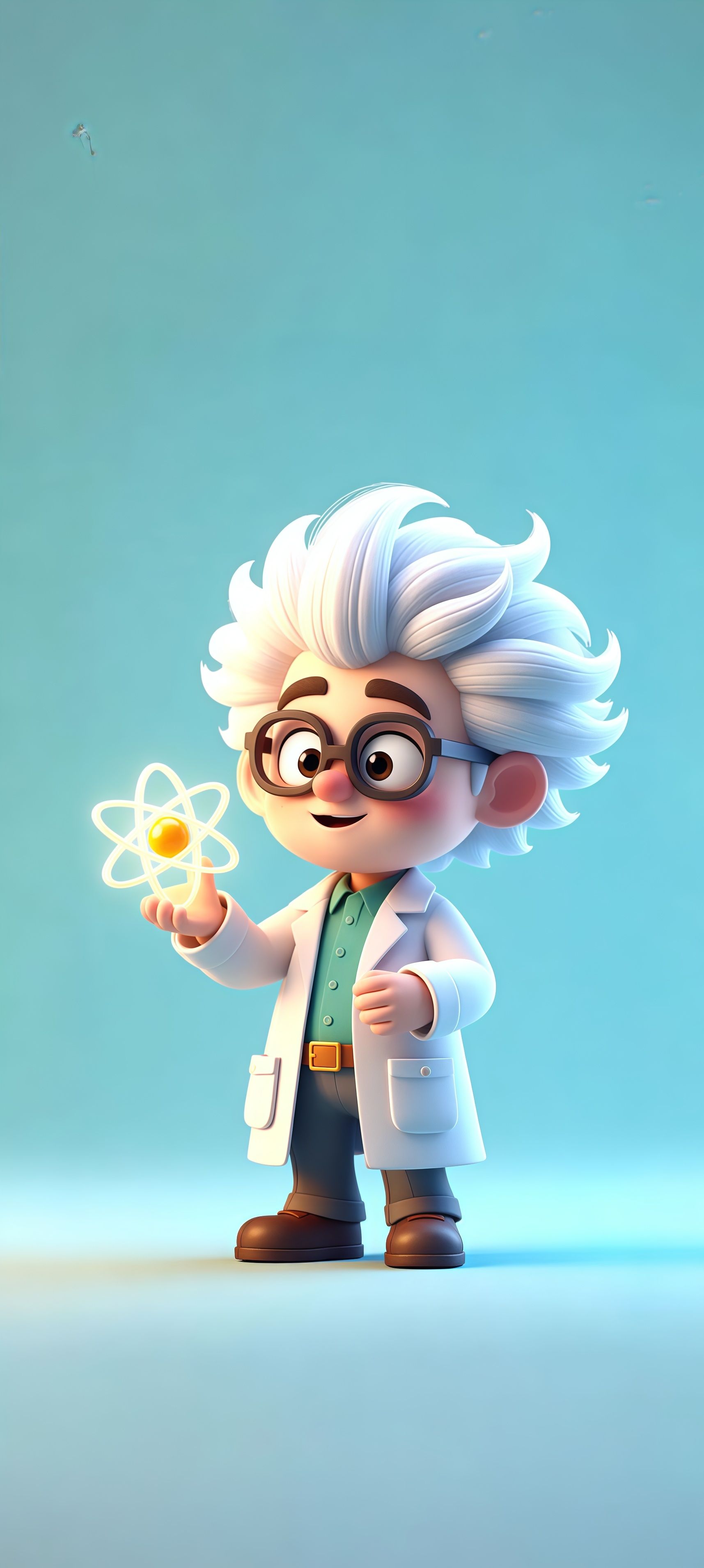 Chibi Scientist Holding Glowing Atom Cute Wallpaper