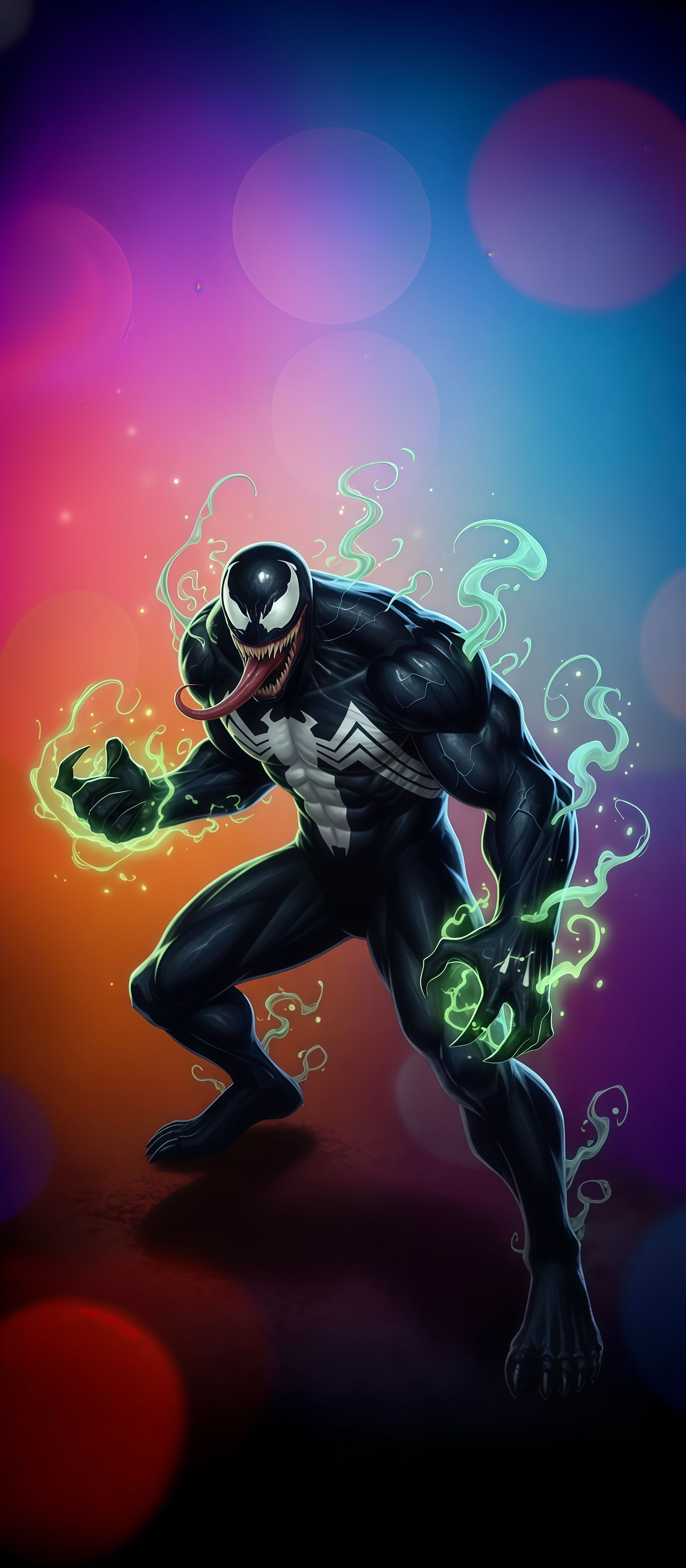 Comic Art Venom Glowing Green Symbiote Power Wallpaper