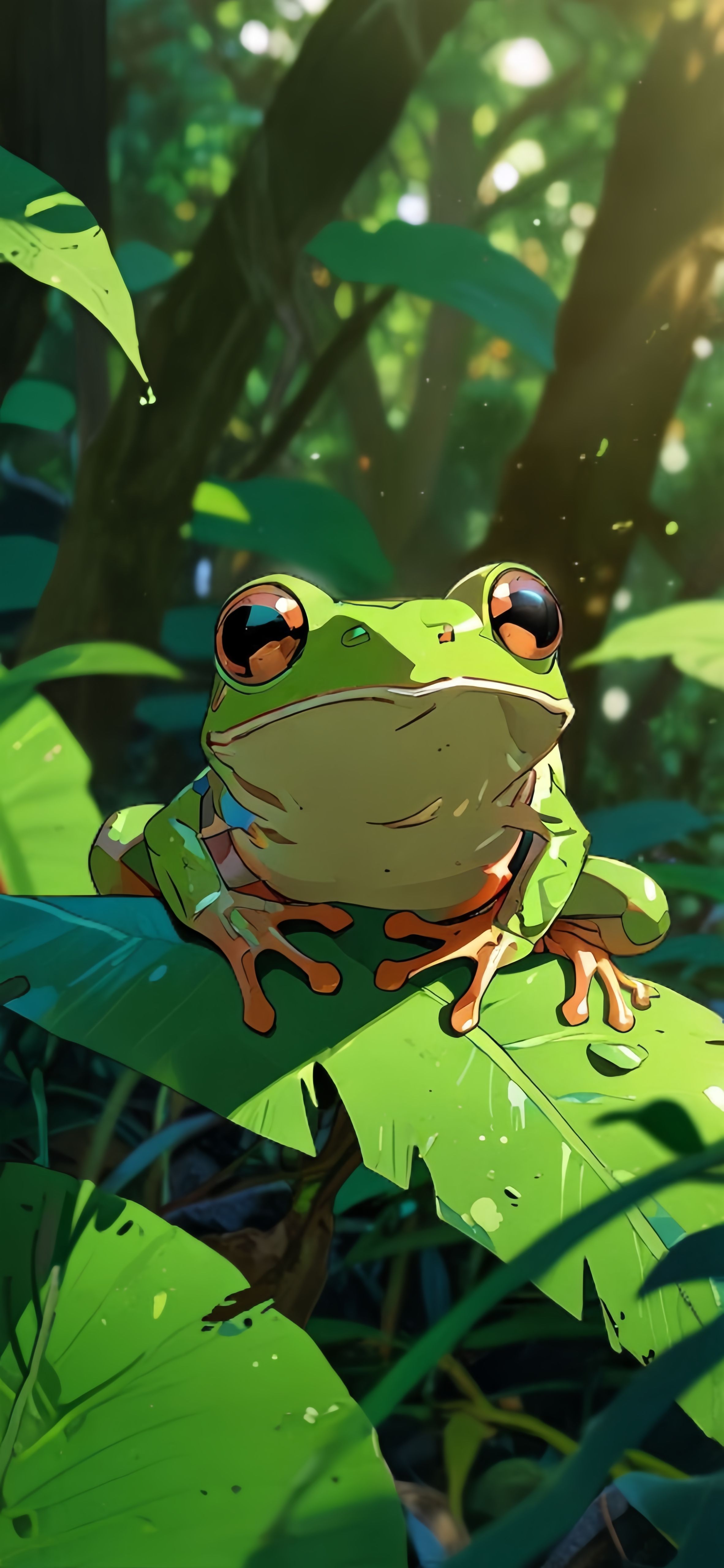 Cute Red-Eyed Tree Frog Close-up Jungle Wallpaper