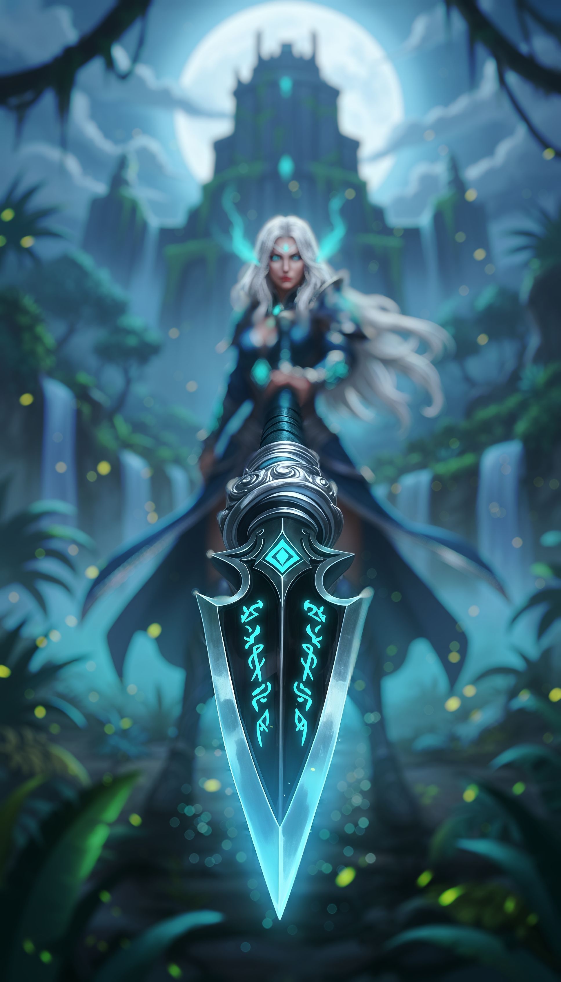 Elven Ice Mage Jungle Ruins Spell 3D Spear Wallpaper