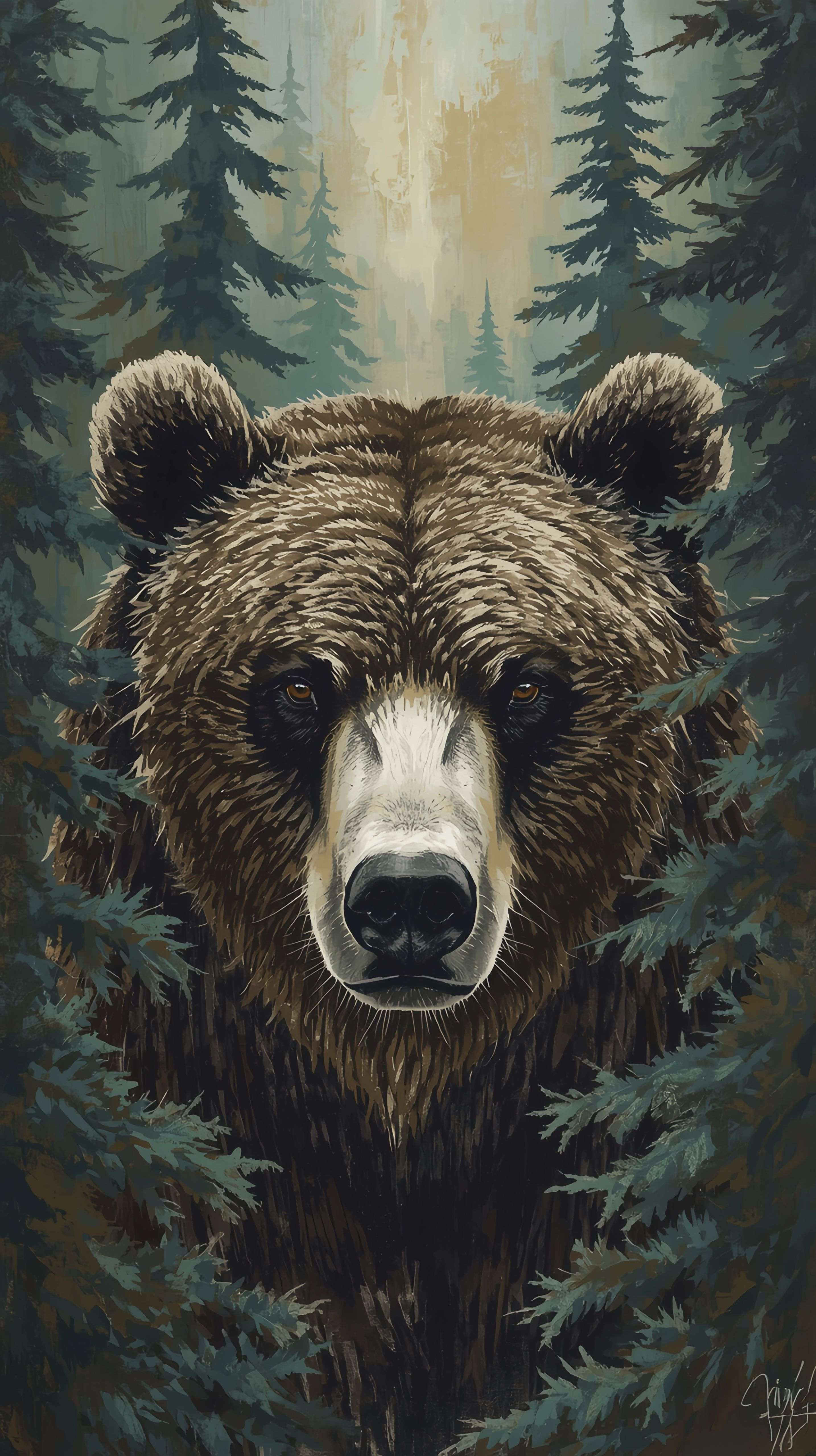 Forest Grizzly Bear Close-up Wallpaper