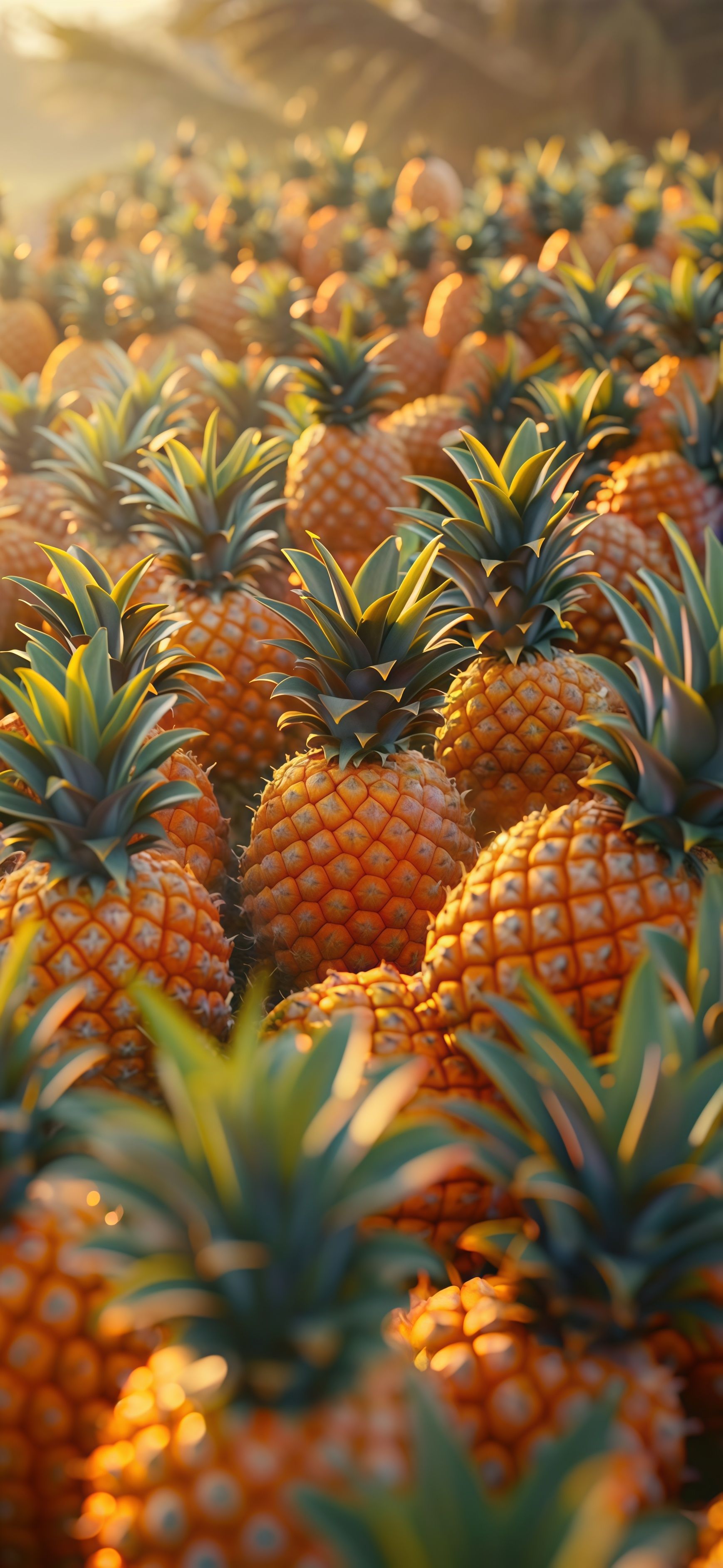 Golden Pineapple Field Tropical Fruit Harvest Wallpaper