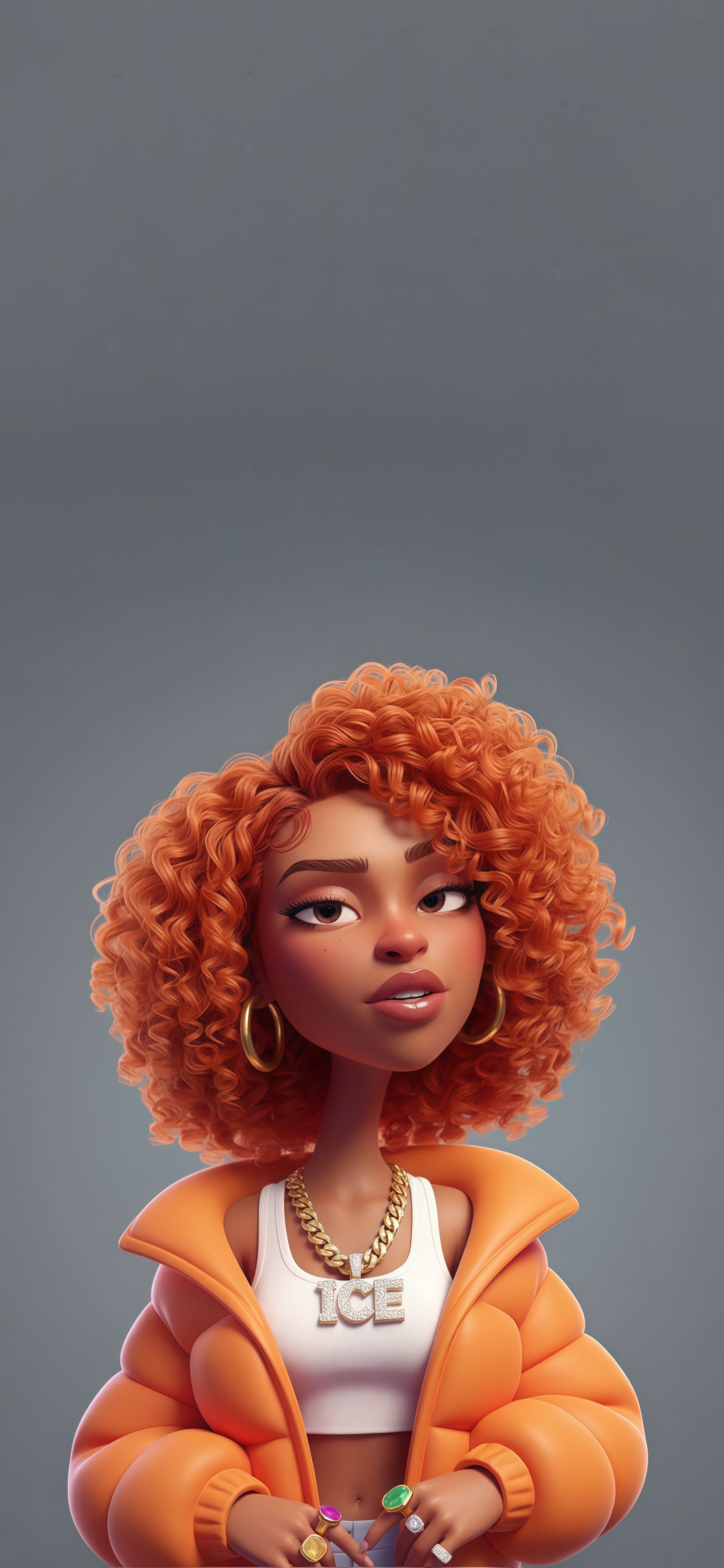 Ice Spice Curly Hair Cartoon Wallpaper