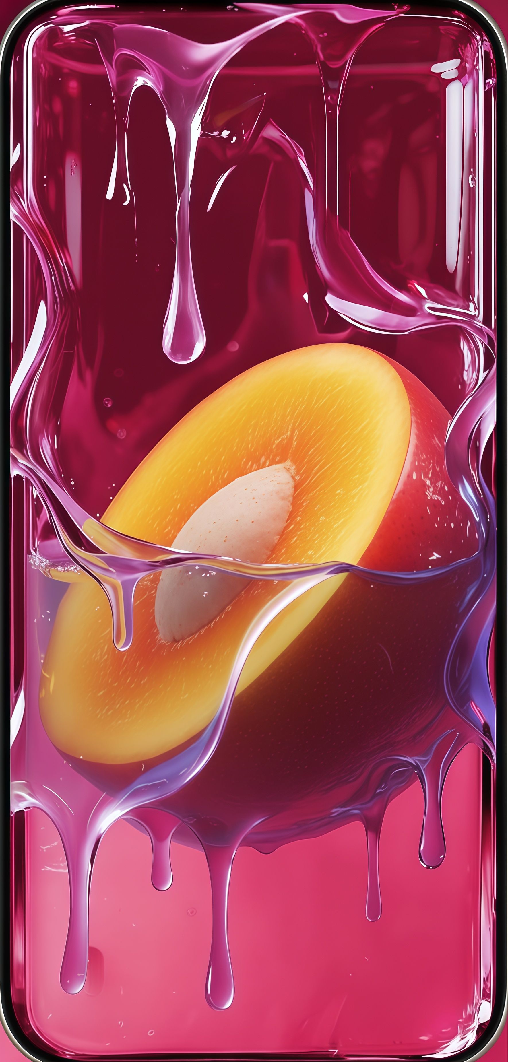 Juicy Mango Slice and Neon Pink Splash Wallpaper