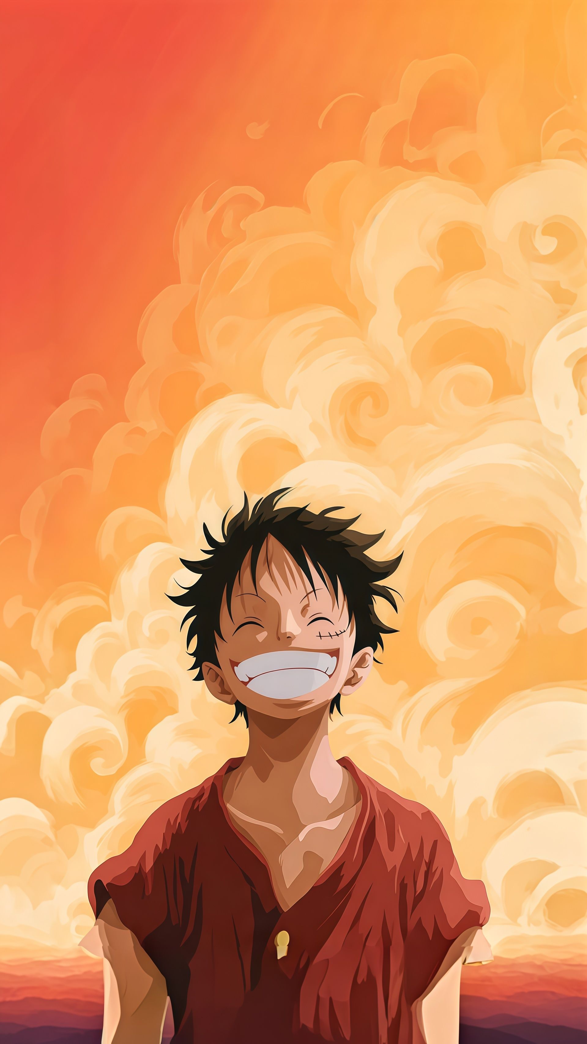 Laughing Monkey D. Luffy One Piece Sunset Wallpaper