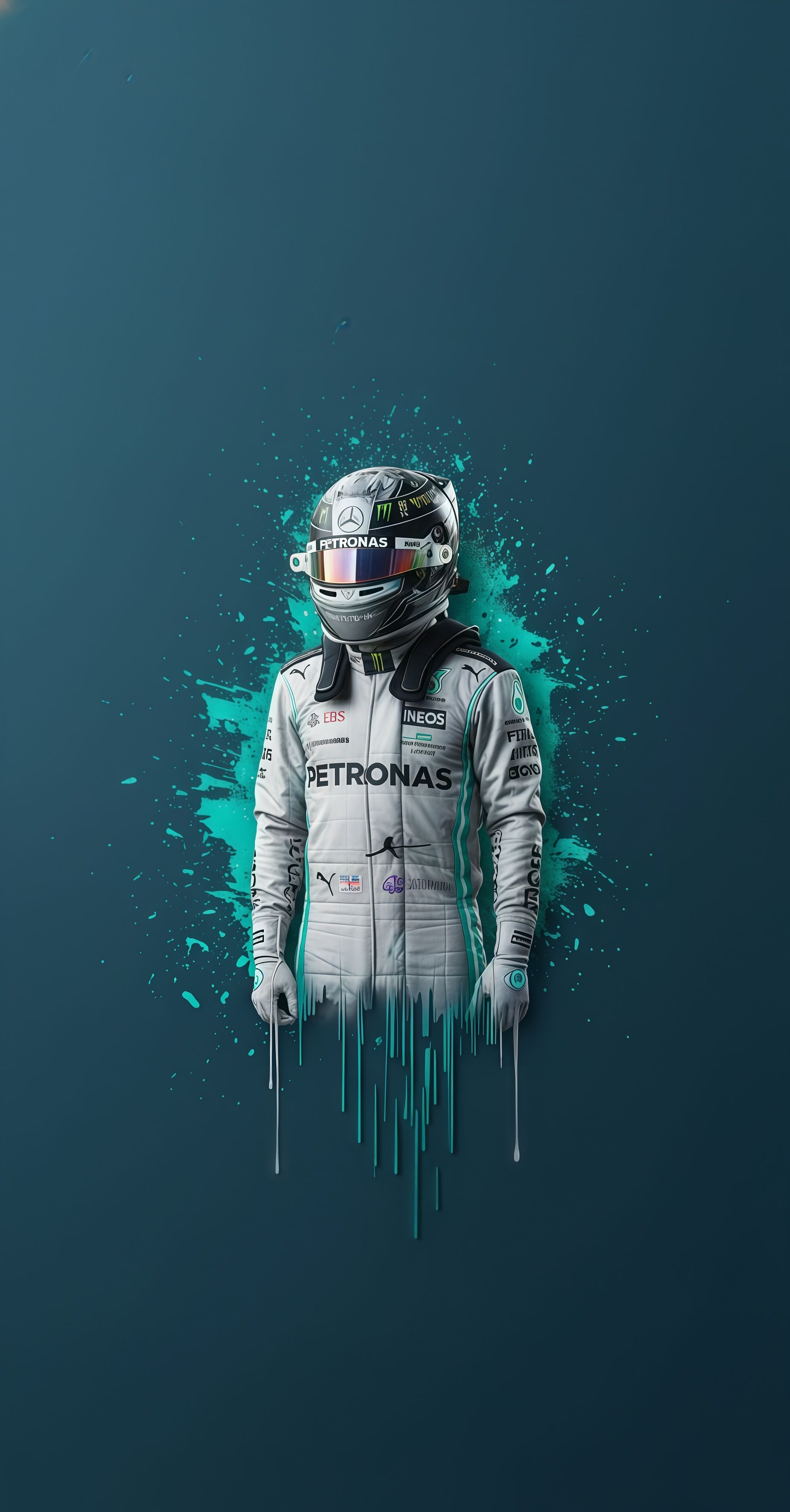 Lewis Hamilton Mercedes Teal Wallpaper