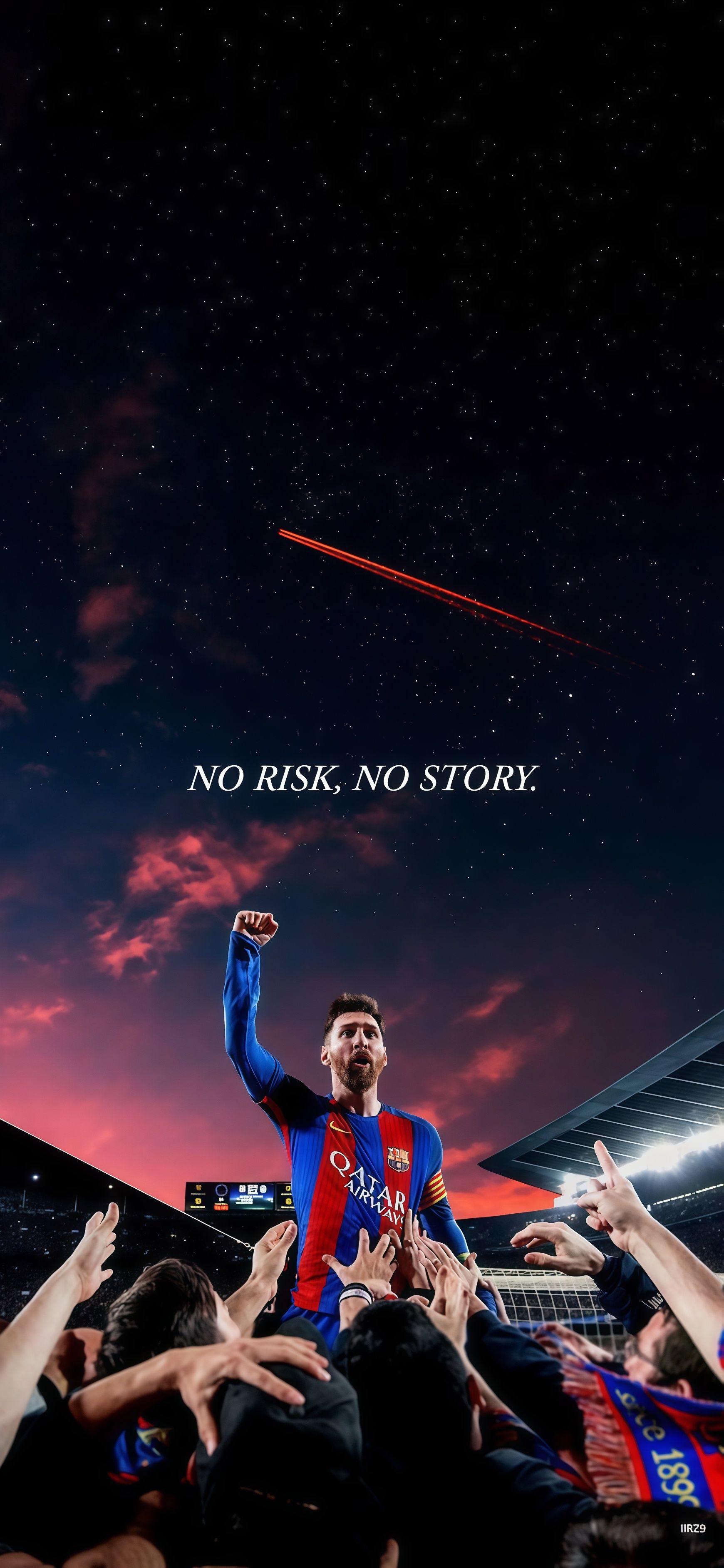 Lionel Messi "No Risk, No Story" Victory Wallpaper