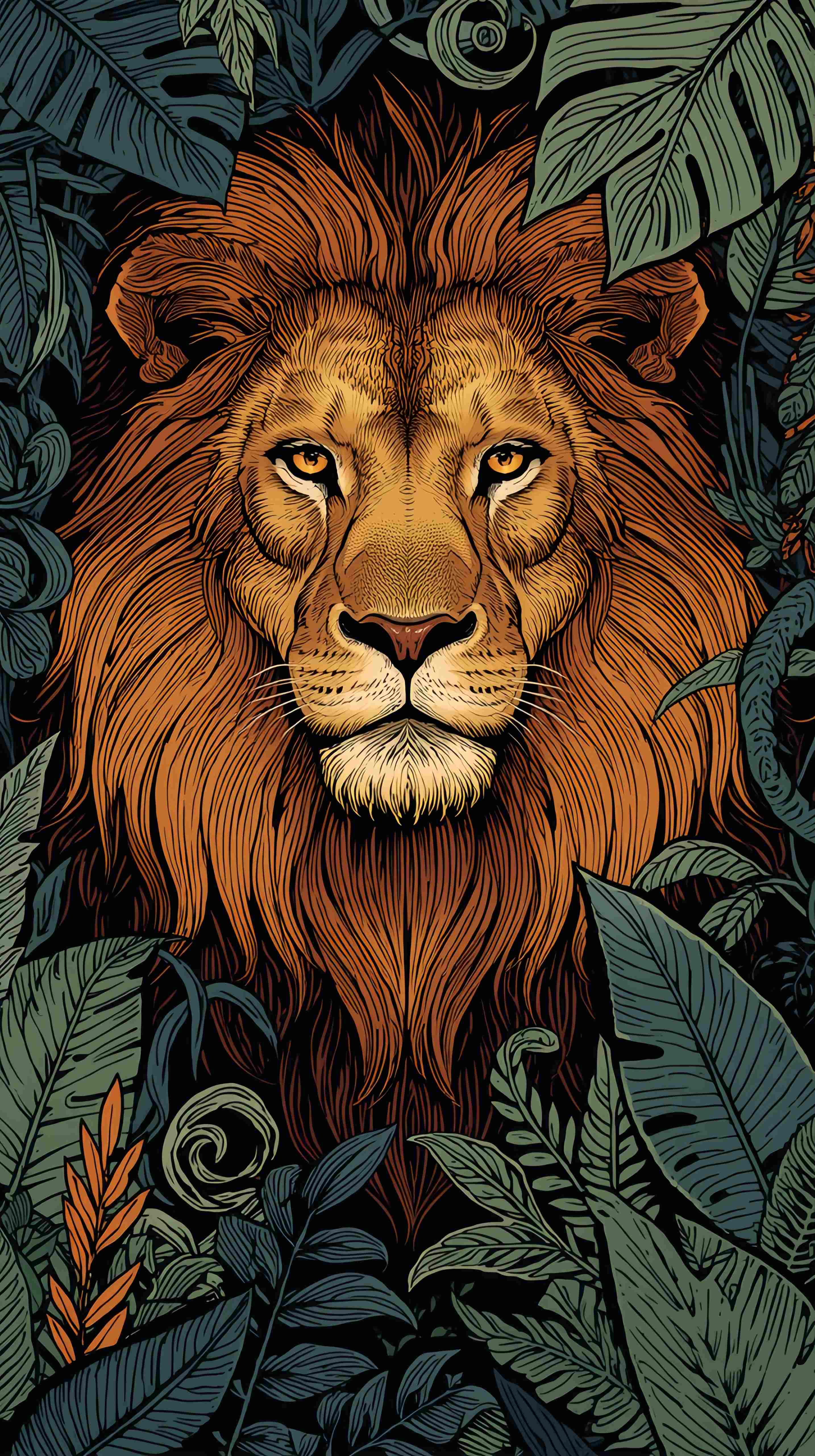 Majestic Lion King of the Jungle Vector Wallpaper