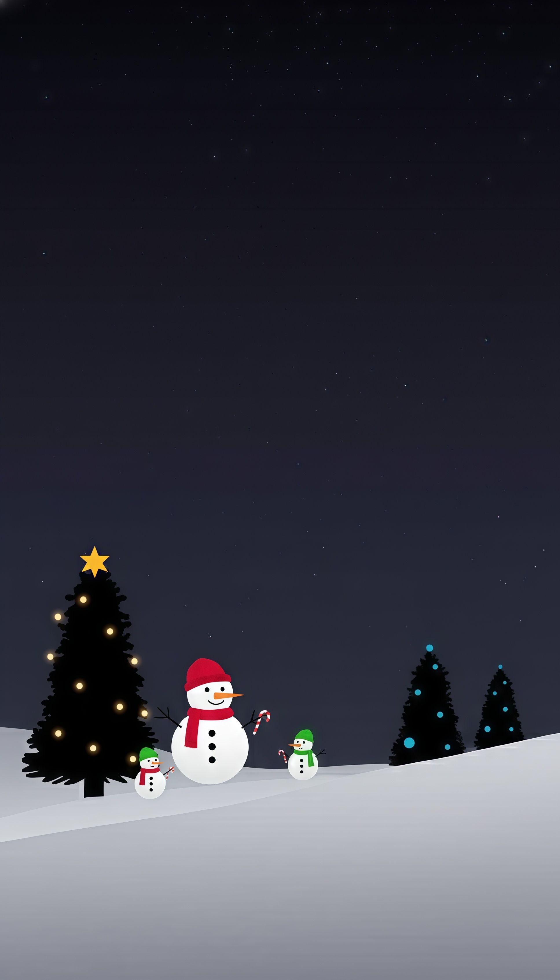 Minimalist Snowman Christmas Winter Night Wallpaper