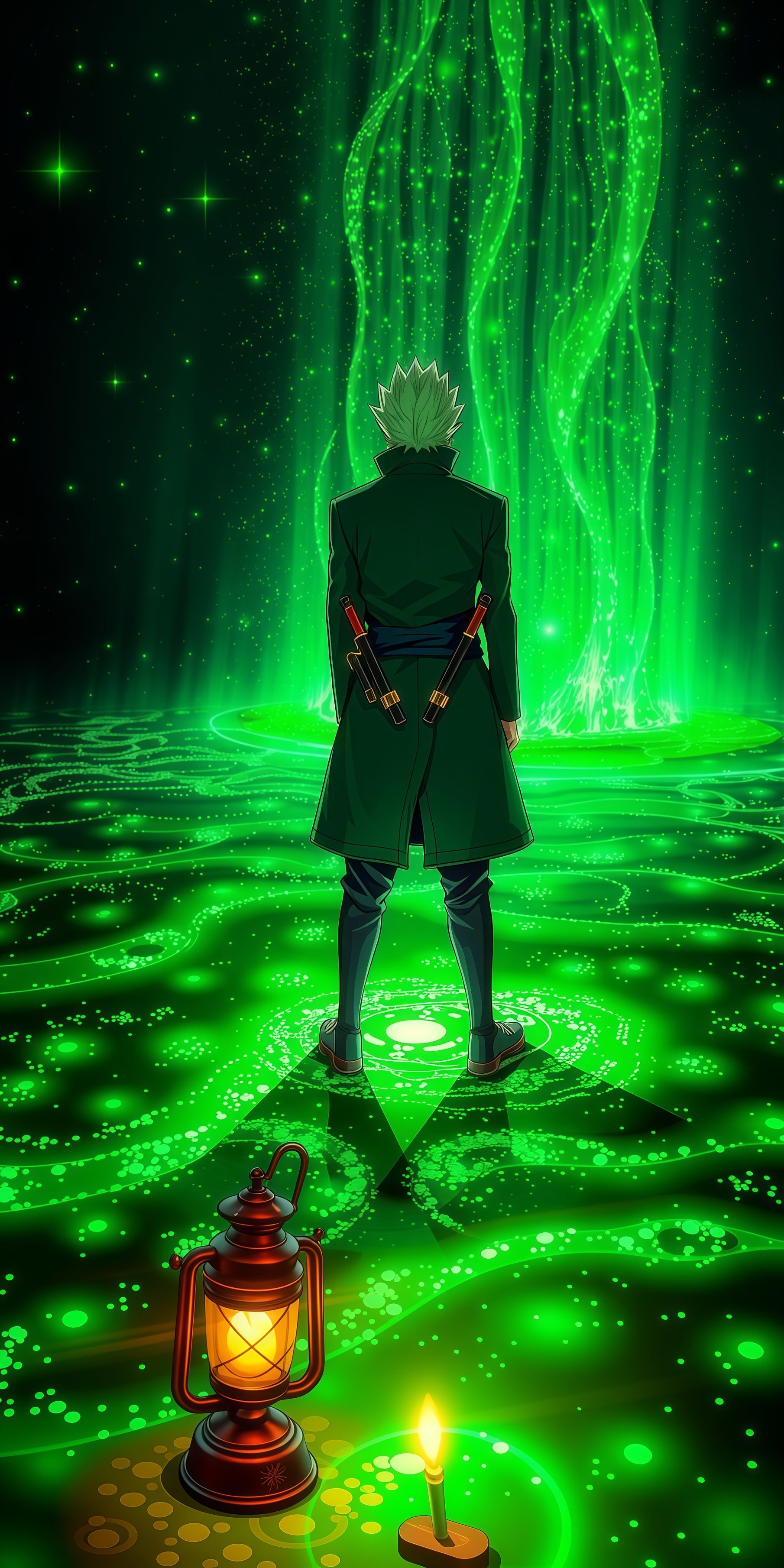 Mysterious Emerald Green Magic Anime Warrior Wallpaper